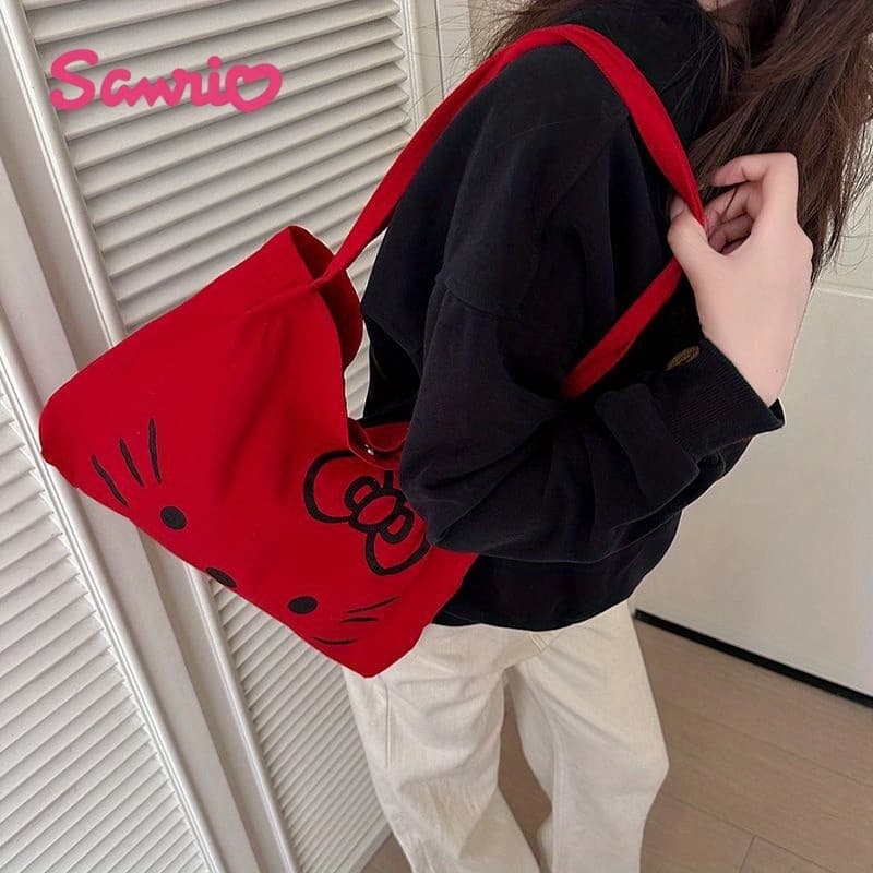 TEMU New Hello Kitty Large Capacity Women's Crossbody Bag Shoulder Bag Tote Bag, Red/white Optional, Suitable For Daily Storage, Commuting, Travel Handbag