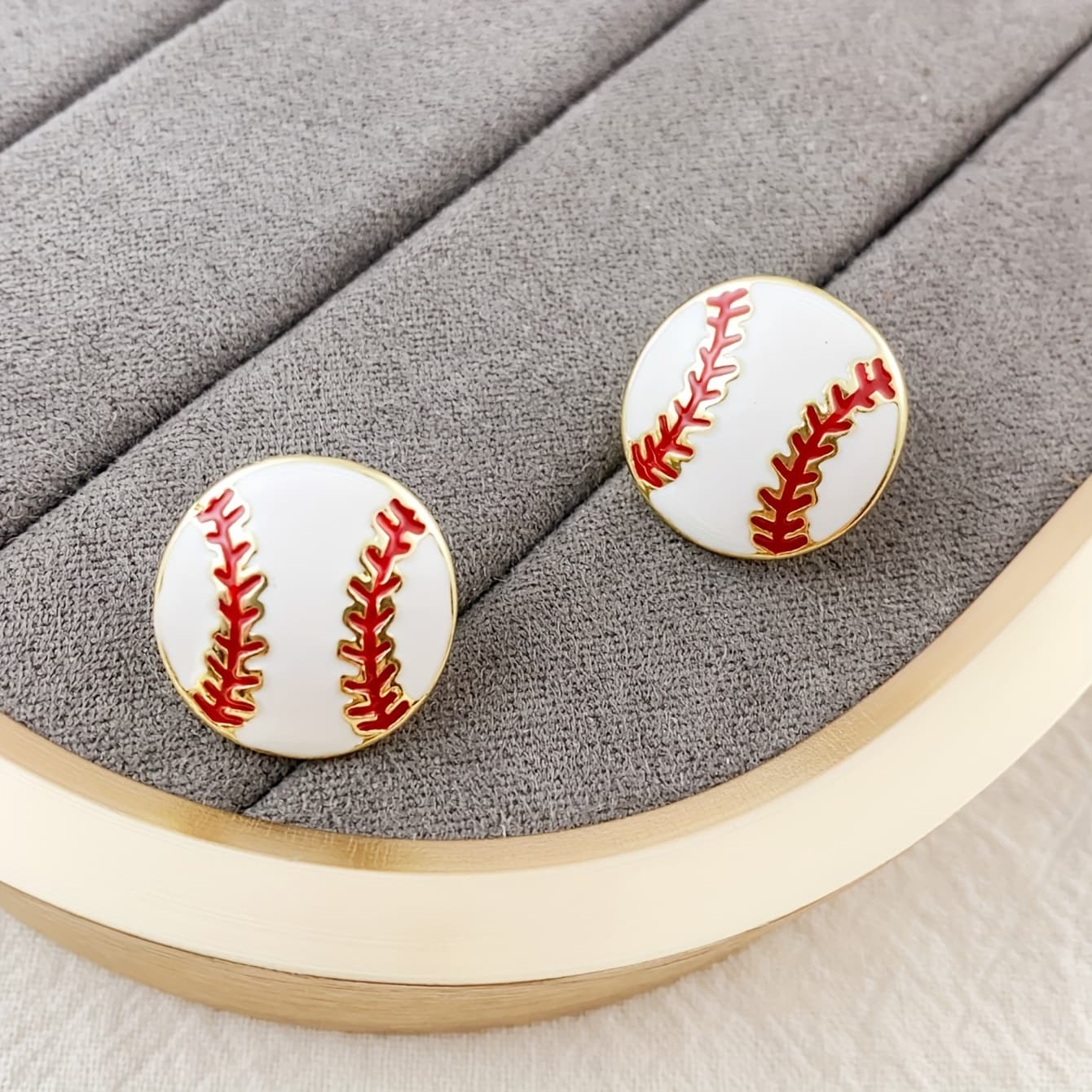 TEMU 1pair Baseball Ball Games Stud Earrings For Women, Alloy Material, Suitable For Sports, Party, And Everyday Wear, Perfect For