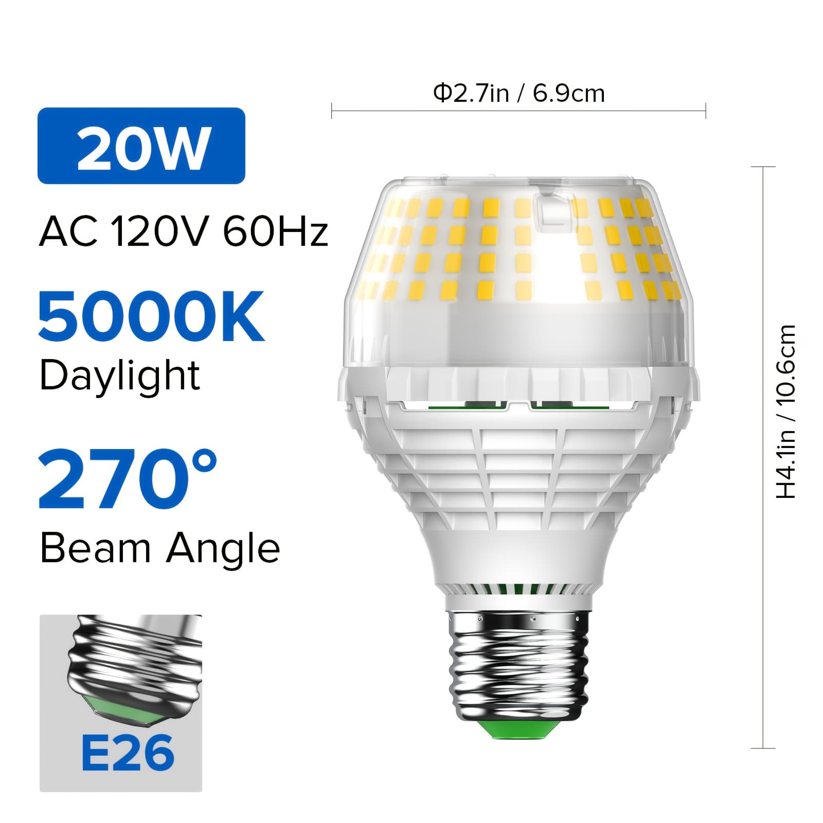 TEMU Sansi 3000lm A19 Led Light Bulb - 20 Watts (250 Watts ) High Brightness Bulb Non-dimmable, Safe 25000h , E26 Base, 270° Beam Angle, Home Office