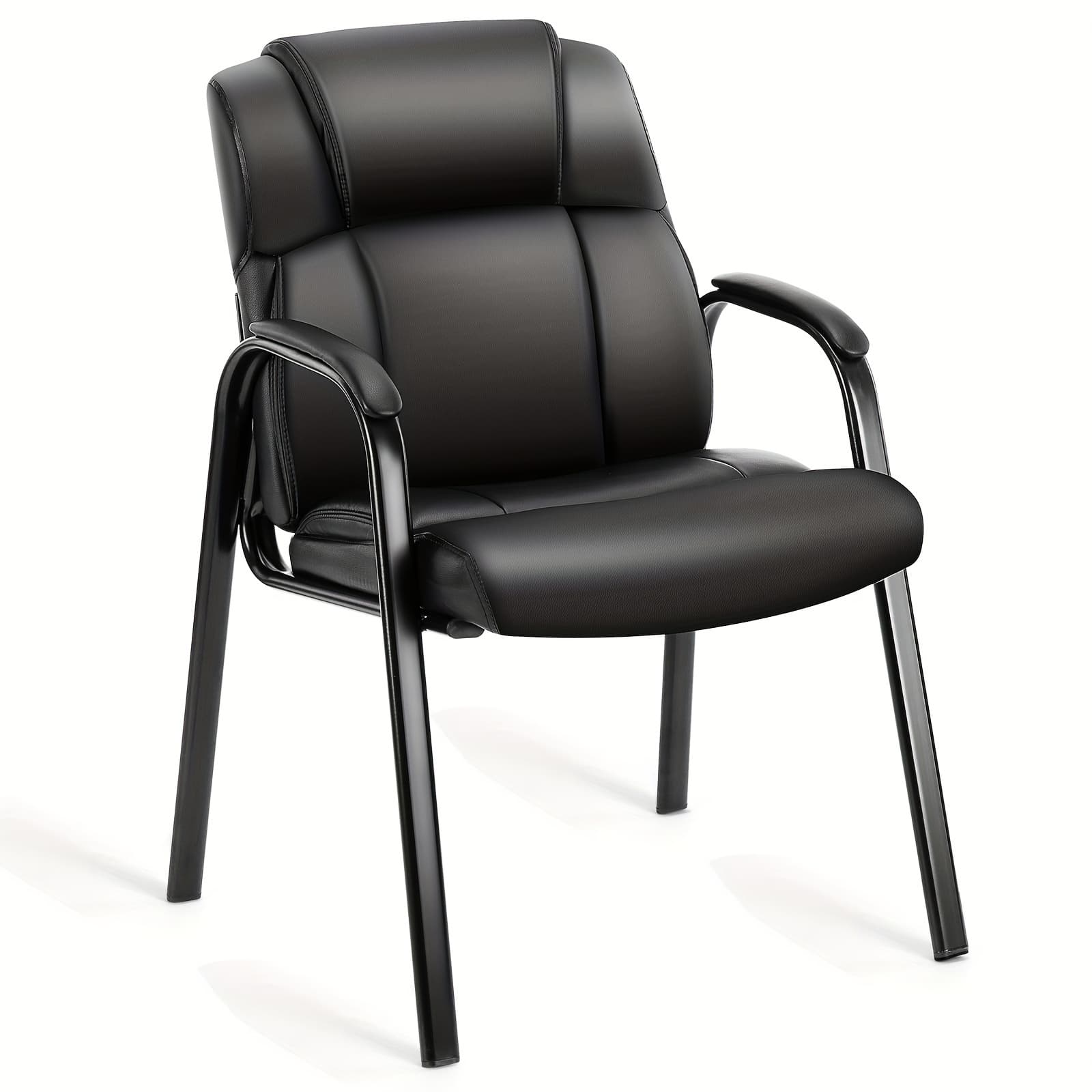 TEMU Smug , Leather Office Desk Guest Stationary Side Chair With Padded Arms For Home Conference Lobby Area Meeting Elderly Student