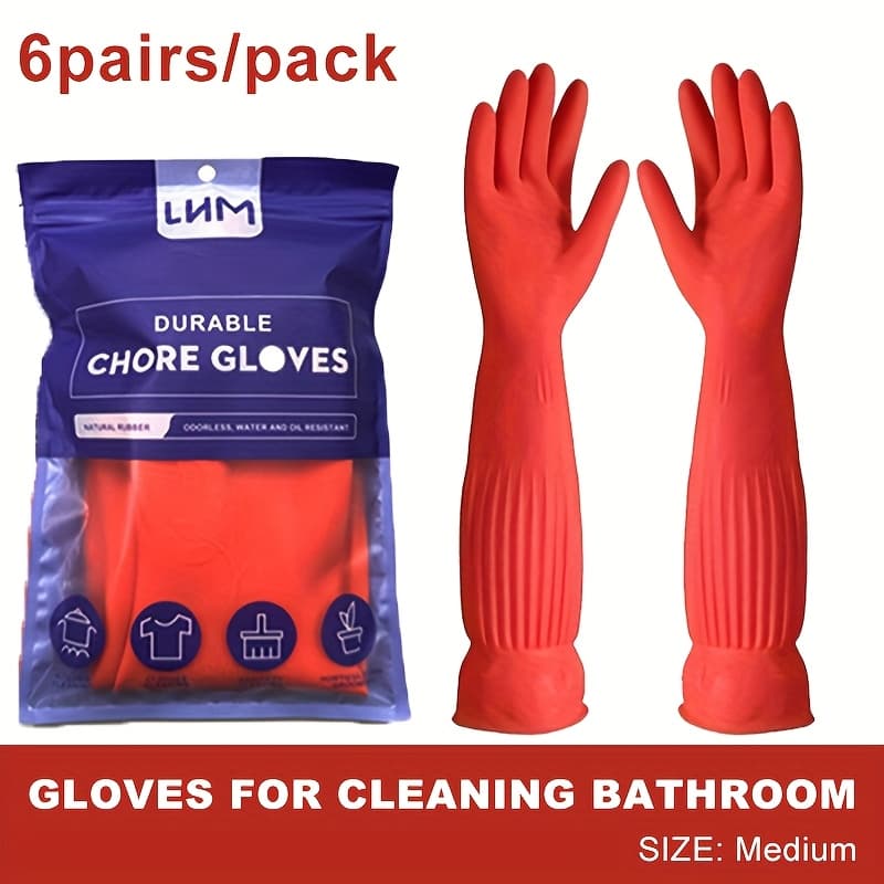 TEMU Set Of 6 Pairs Of Gloves For Cleaning, Suitable For Dishwashing And Household Bathroom Tasks, Reusable Kitchen Gloves Are Designed To Be Non-slip And For Men And Women