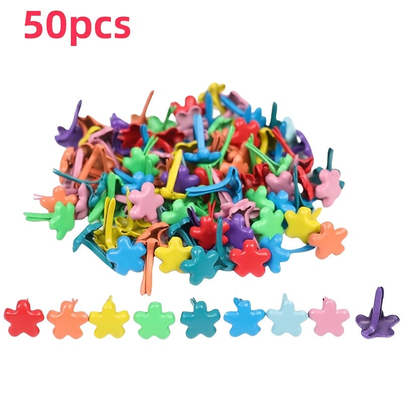 TEMU 50 Metal Mixed Petal Brads, Pattern Decorative Nails, Handmade Double Foot Nails, Handmade Material