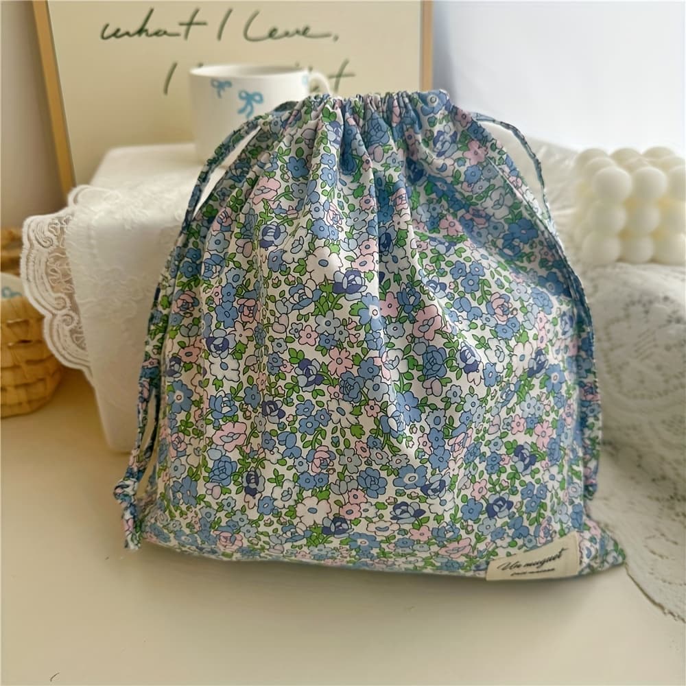 TEMU [pouch In Pouch, Organizer Bag] 1pc Floral Cloth Retro Drawstring Bag Storage Bag Underwear Bag Travel Bag