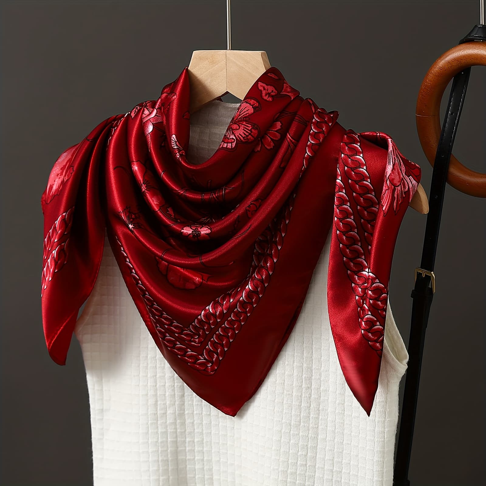 TEMU New Chain Scarf, Square Scarf, Women Headscarf, Fashionable And Versatile, Warm Small Scarf