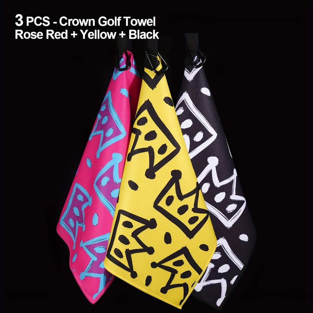 TEMU Fashionable Printed Golf Towel, Large Size Of 40x60cm, Quick-drying And Absorbent Waffle Fabric, Easy To Clean, Machine Washable, A Creative Gift For Golf, Pickleball, And Bowling Enthusiasts