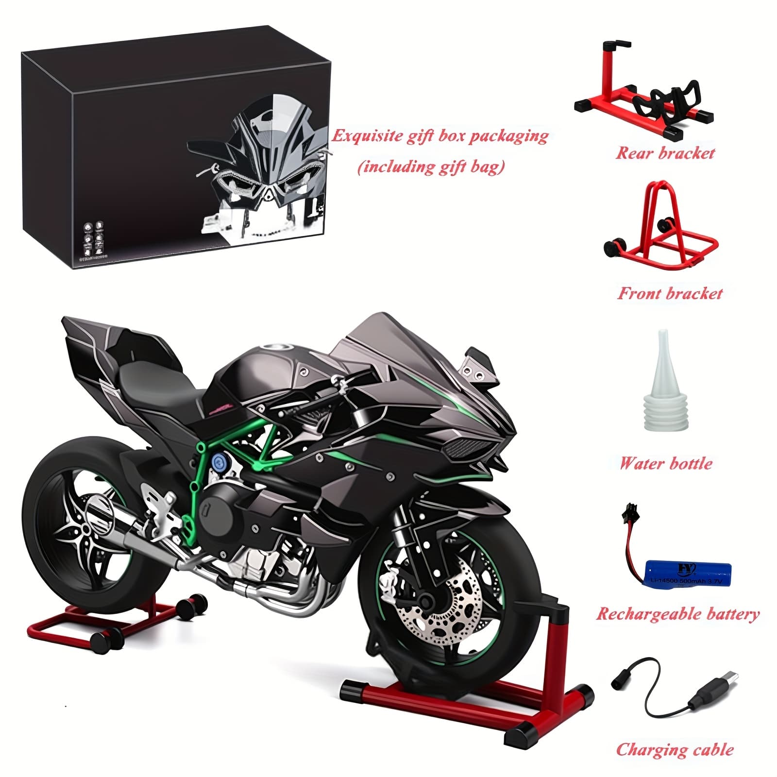 TEMU Xlg Dynamic Alloy Motorcycle Model With Jet, With Sound Effects, Birthday Gift, A Must For Motorcycle Enthusiasts, Motorcycle Model Collection, Suitable For Gifts For Couples,