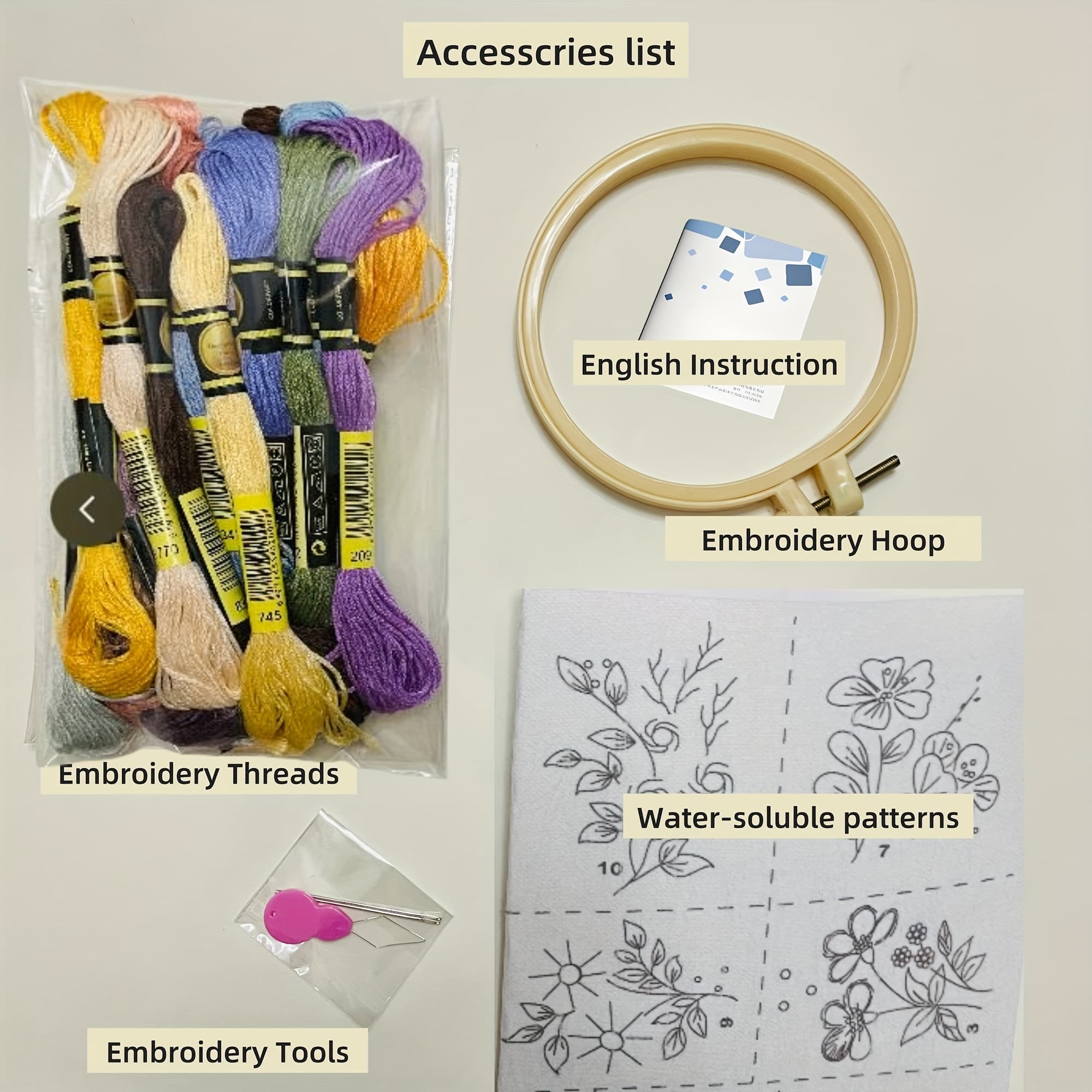 TEMU 10pcs 3d Embroidery Pattern Craft Kit, Featuring Vibrant And Colorful Water-soluble Transfer Stickers, Perfect For Projects Such As Bags, Shirts, T-shirts, Denim, And Other Garments