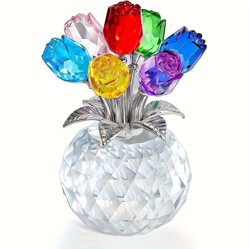 TEMU Colored Artificial Rose Bouquet - Crystal Rose Bouquet For Anniversaries, , Father's Day, Christmas, Valentine's Day, And National Grandparents' Day - Eternal Rose Decoration Gift