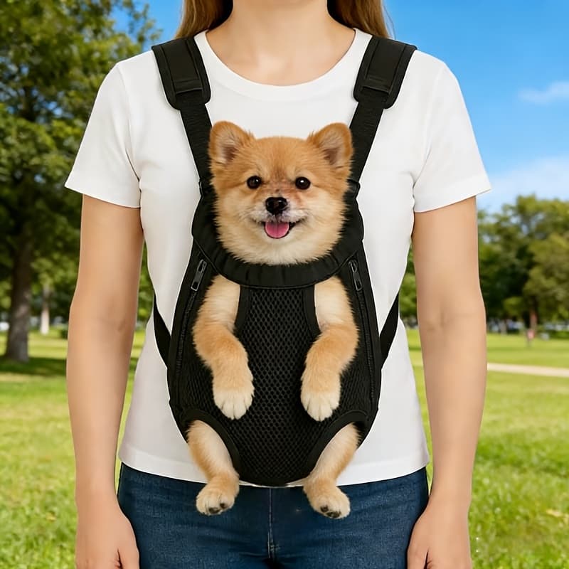 TEMU M Size Pet Backpack, Portable Outdoor Travel Chest Bag, Universal For Small & Medium Dogs Cats, Breathable Mesh Front Pocket, Lightweight Ventilated Bag For Outdoor Walking Trip Pet Supplies