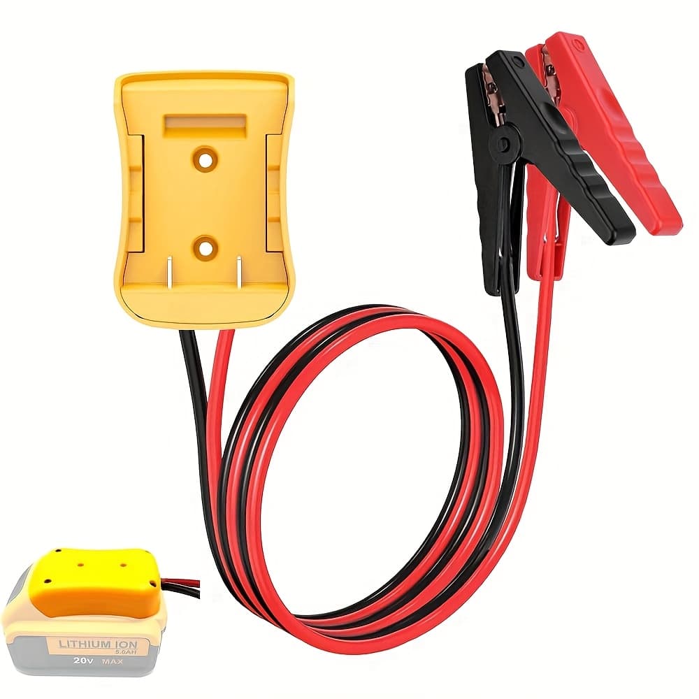 TEMU Jumper Cable With Adapter, Used For 20v Battery, 3.3ft 8awg Portable Battery For Jumper Starter Car Booster Cable, Used For Supply Using Tools, Without Battery