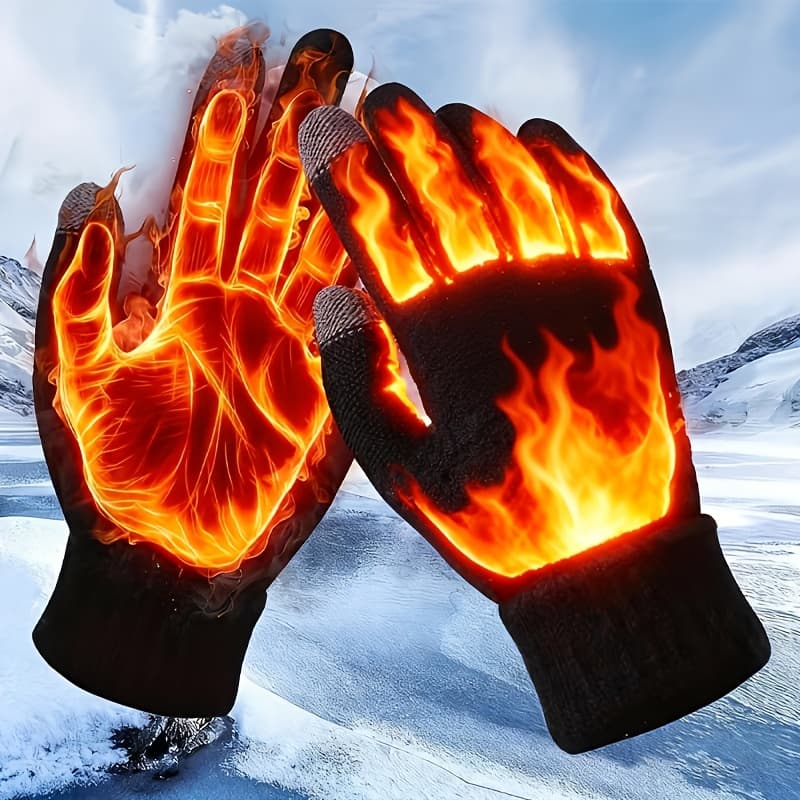 TEMU A Winter Gloves For Men And Women Warm Thick Windproof Touchscreen Compatible, For Men And Women Outdoor Skiing Cycling Driving And Indoor Office Writing, Stylish Geometric Holiday Gift