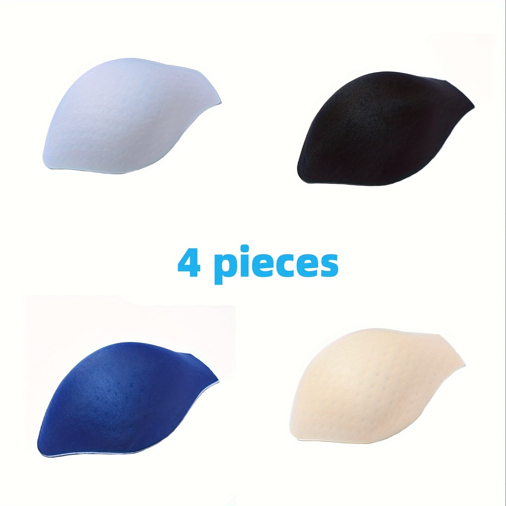 TEMU 4pcs Men's Underwear Enhancer Pads - 3d Sponge Cup Inserts For Swim Trunks, Solid Color, Polyester &
