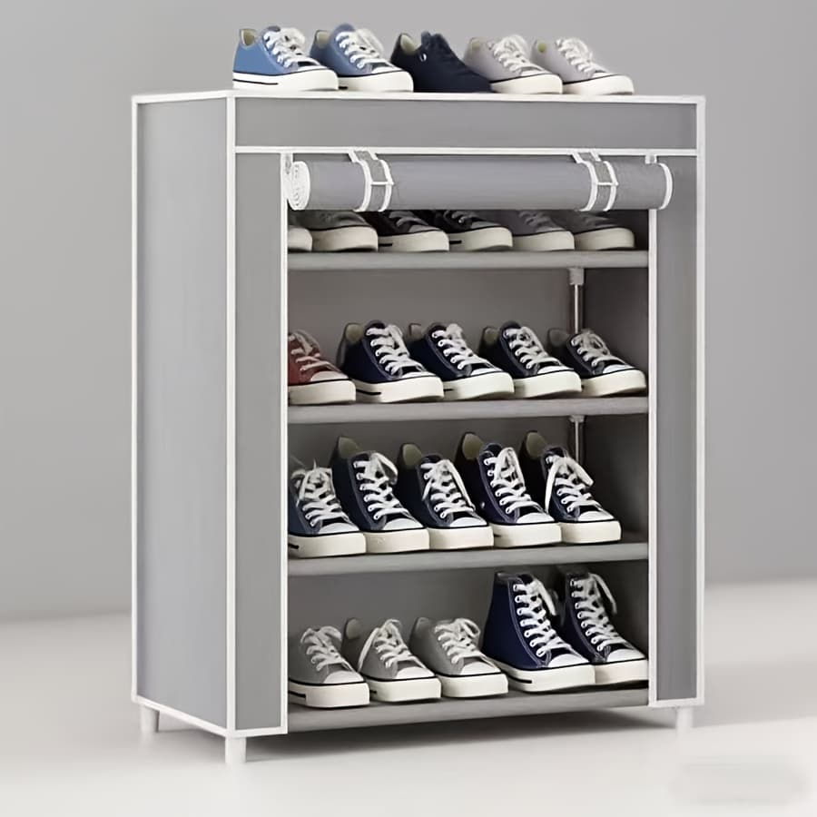 TEMU Shoe Storage Box | Non-woven Cover | Can Hold 27-35 Pairs | Easy To Assemble, Portable, And Durable | Metal Frame | Space-saving Design For Foyer, Bedroom, And Living Room