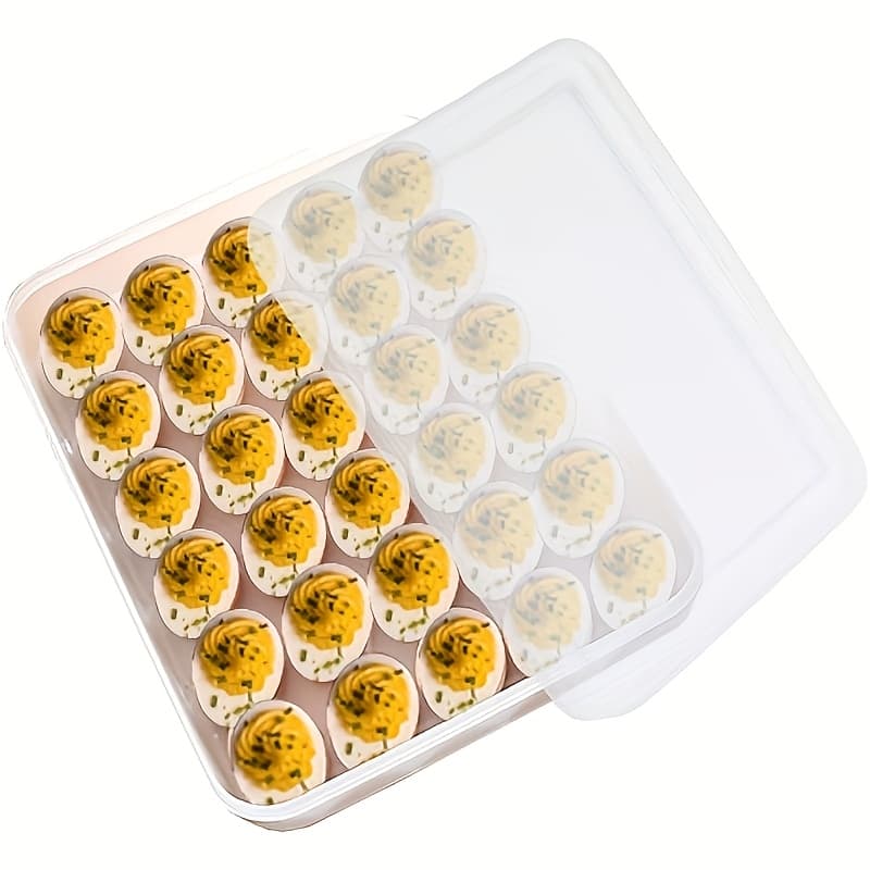 TEMU Easter Deviled Egg Tray, 30 Compartments With A Lid Mayonnaise Container - Heavy-duty Rectangular Storage Box, -saving Organizer For And Pantry