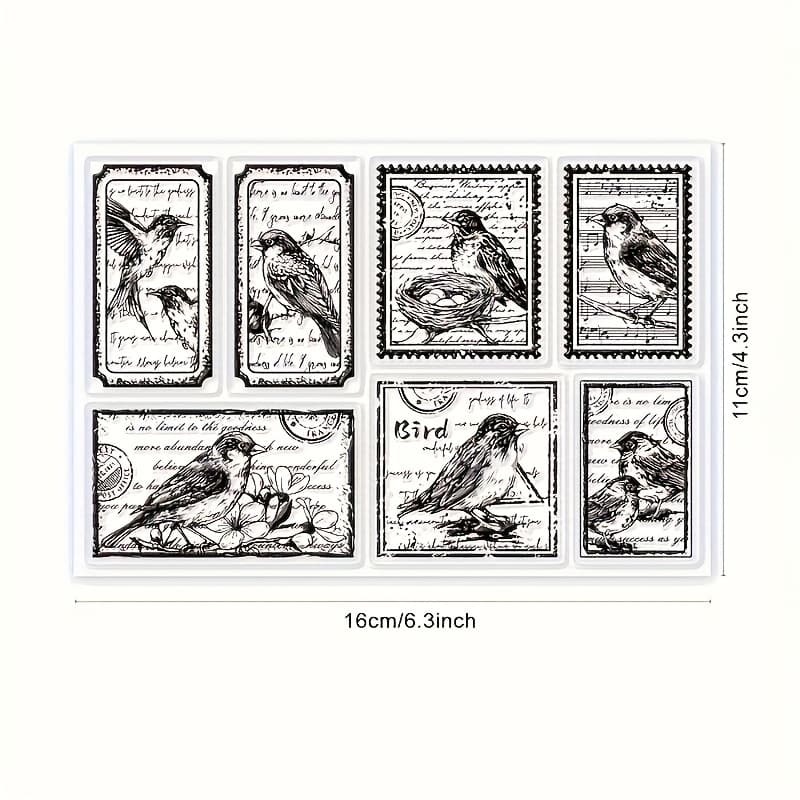TEMU 1pc Bird-themed Scrapbooking Stamp - Pvc Craft Template For Artistic Drawing & Painting