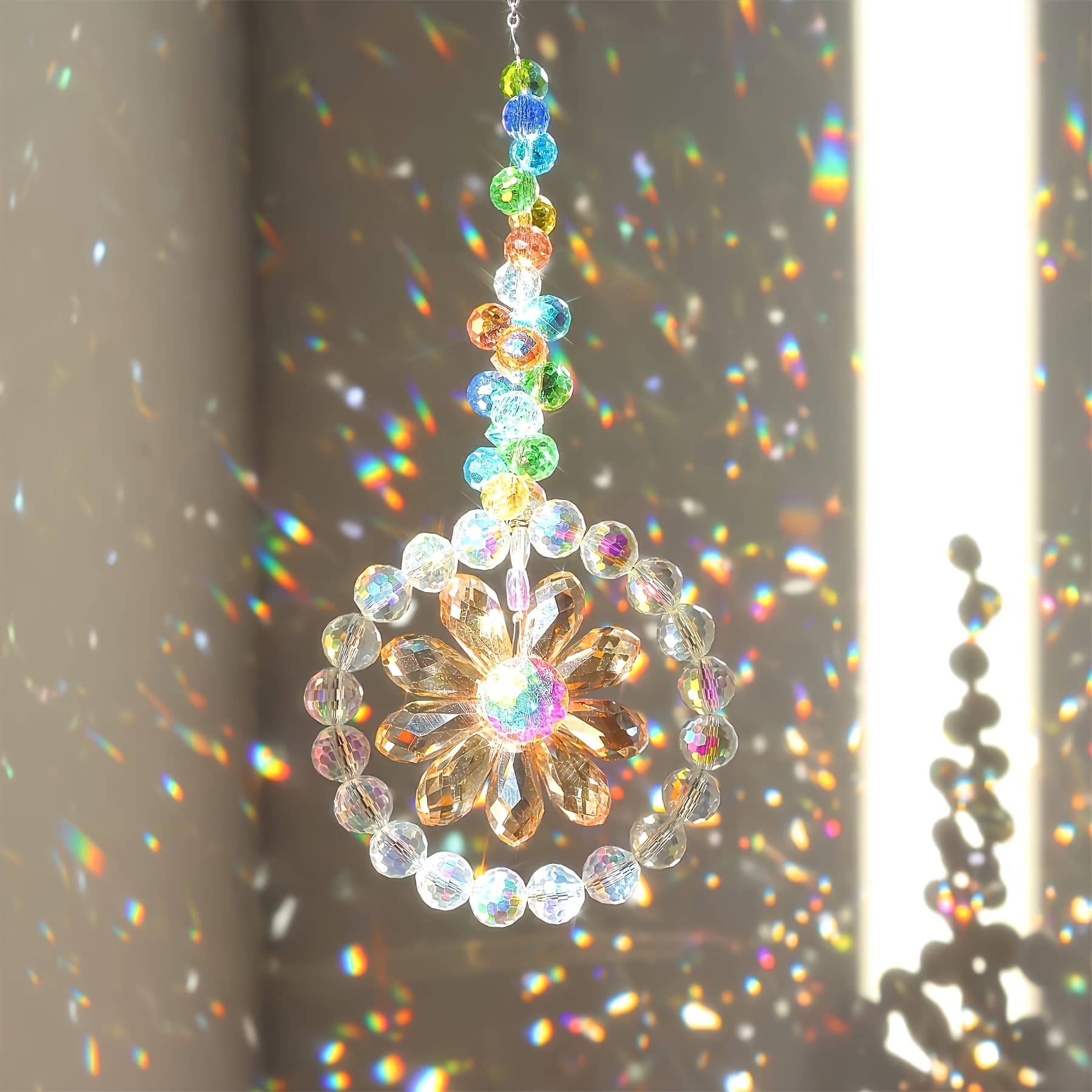 TEMU 6pcs Glass - Sunflower Prism Hanging Decoration, Suitable For Indoor And Outdoor Use, Windows, , Gardens