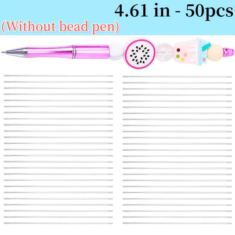 TEMU 50pcs Metal Blank Bars For Beadable Pens, Stainless Steel Beaded Rods Replacement Beadpen Bar Extender Parts For Diy Pens Repair Craft Making Supplies ( Without Bead Pen)