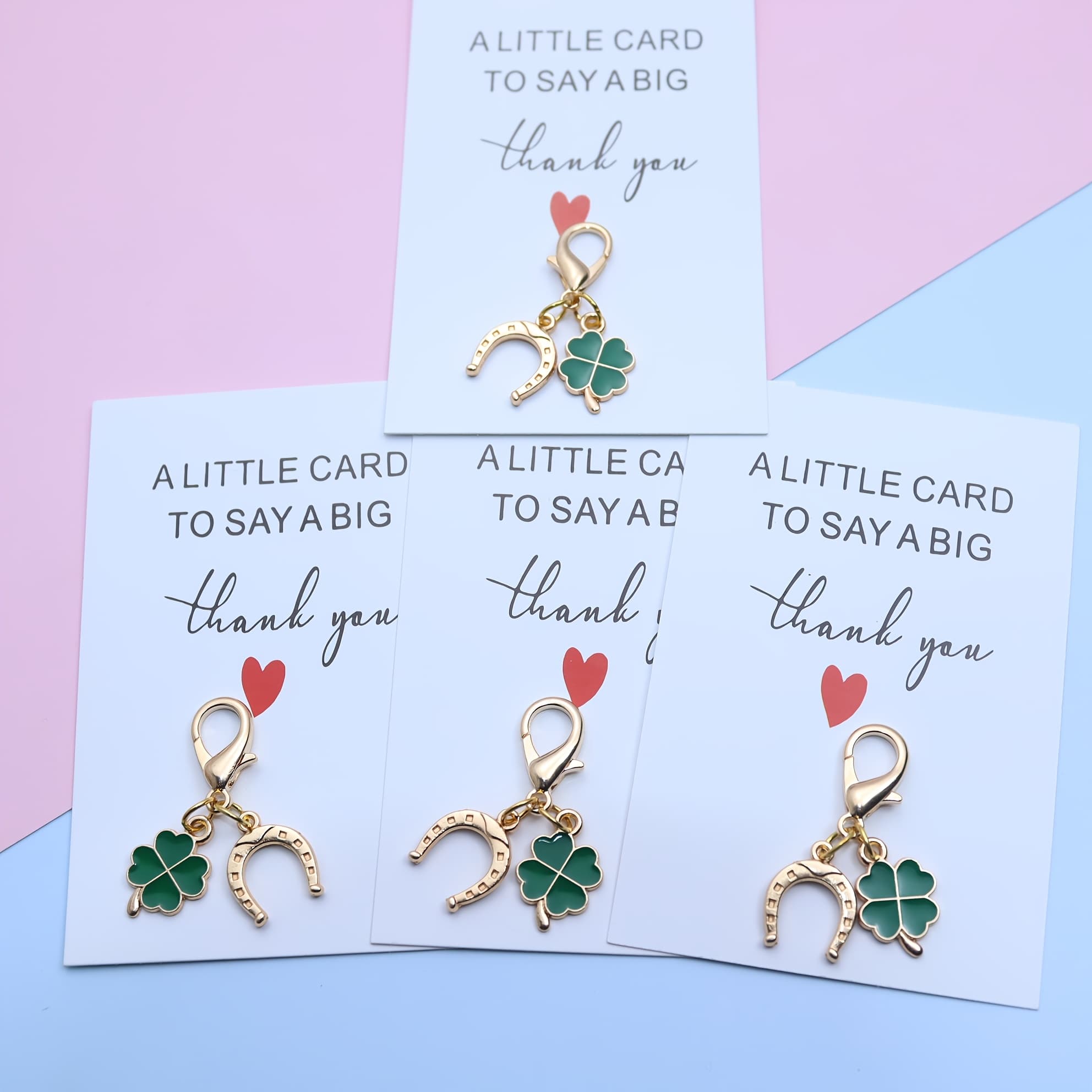 TEMU Gift For Her/him 8/24pcs (4/12 Sets) German & Horseshoe Keychain Set, With Heart-shaped Thank You Card, Irish Additions, Party Farewell Gift, Daily Gift, Good Luck
