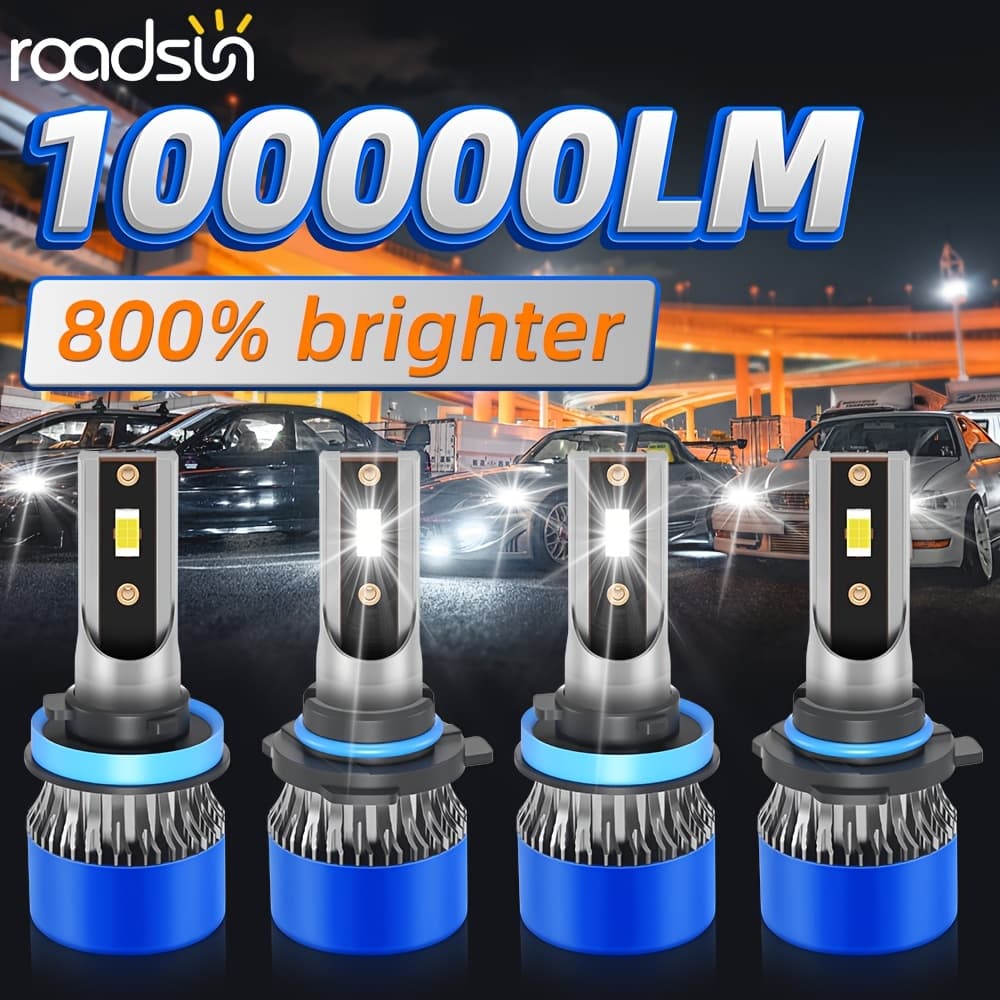 TEMU 6pcs/4pcs Car Led Headlight Combo 9005/hb3 H11 H11 High Low Beam Fog Lamp High Power 6000k White 50000hrs