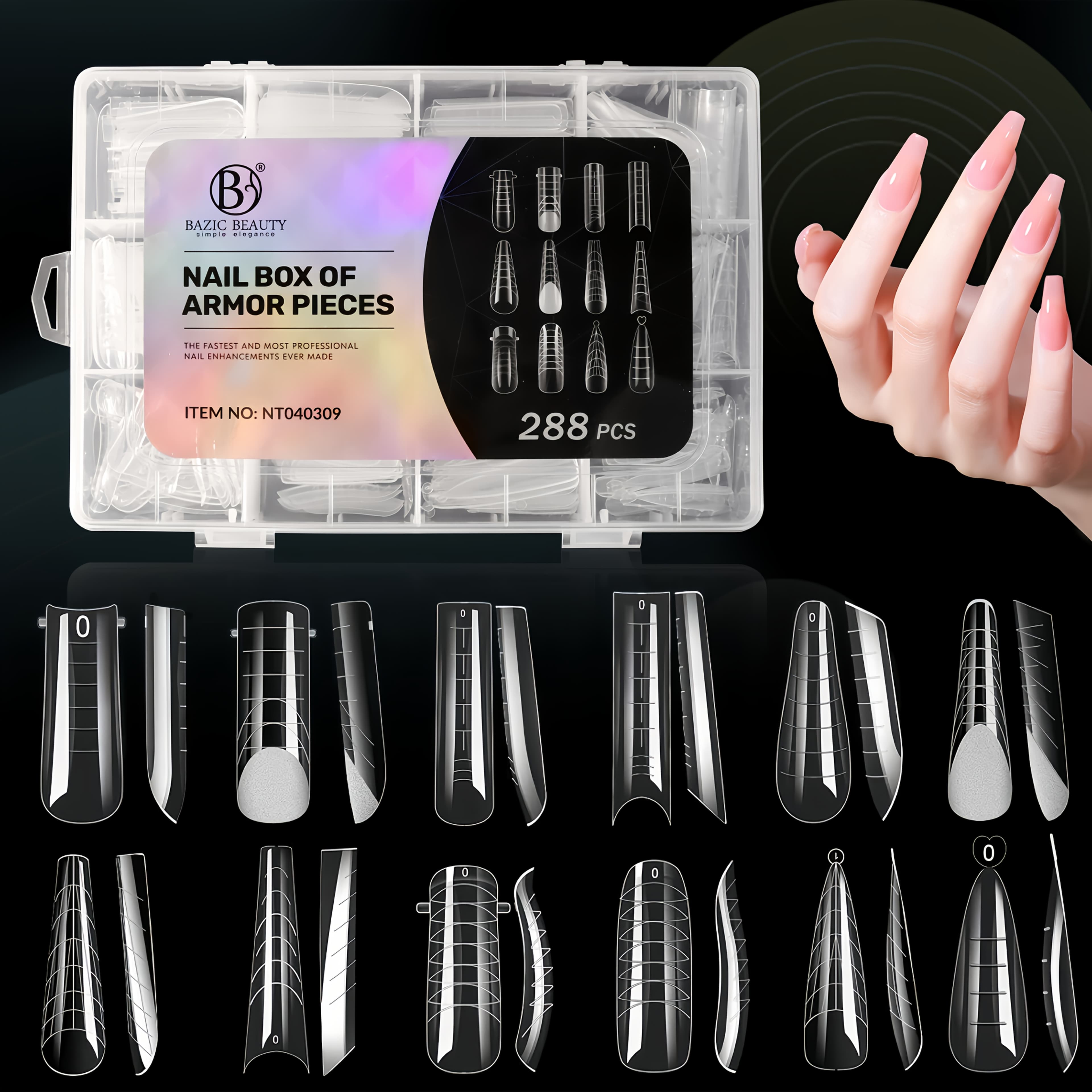 TEMU 288pcs Nail Dual Forms For Polygel, Nail Forms For Builder Gel, 12 Sizes Extension Acrylic Nail Molds Sets, Reusable Polygel Forms False Nail Tips For Manicure Nail Art