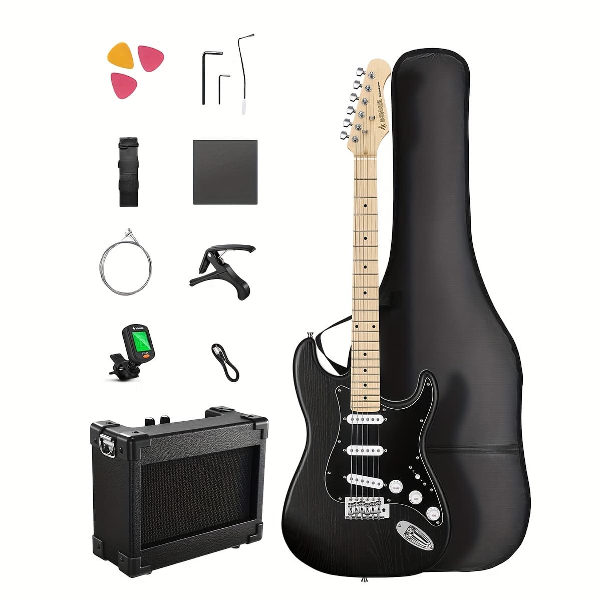 TEMU 39 Inch Full Size Electric Guitar Set , Ideal For Beginners, Includes Amplifier, Bag, Capo, Strap, Strings, Tuner, Picks Dst-80