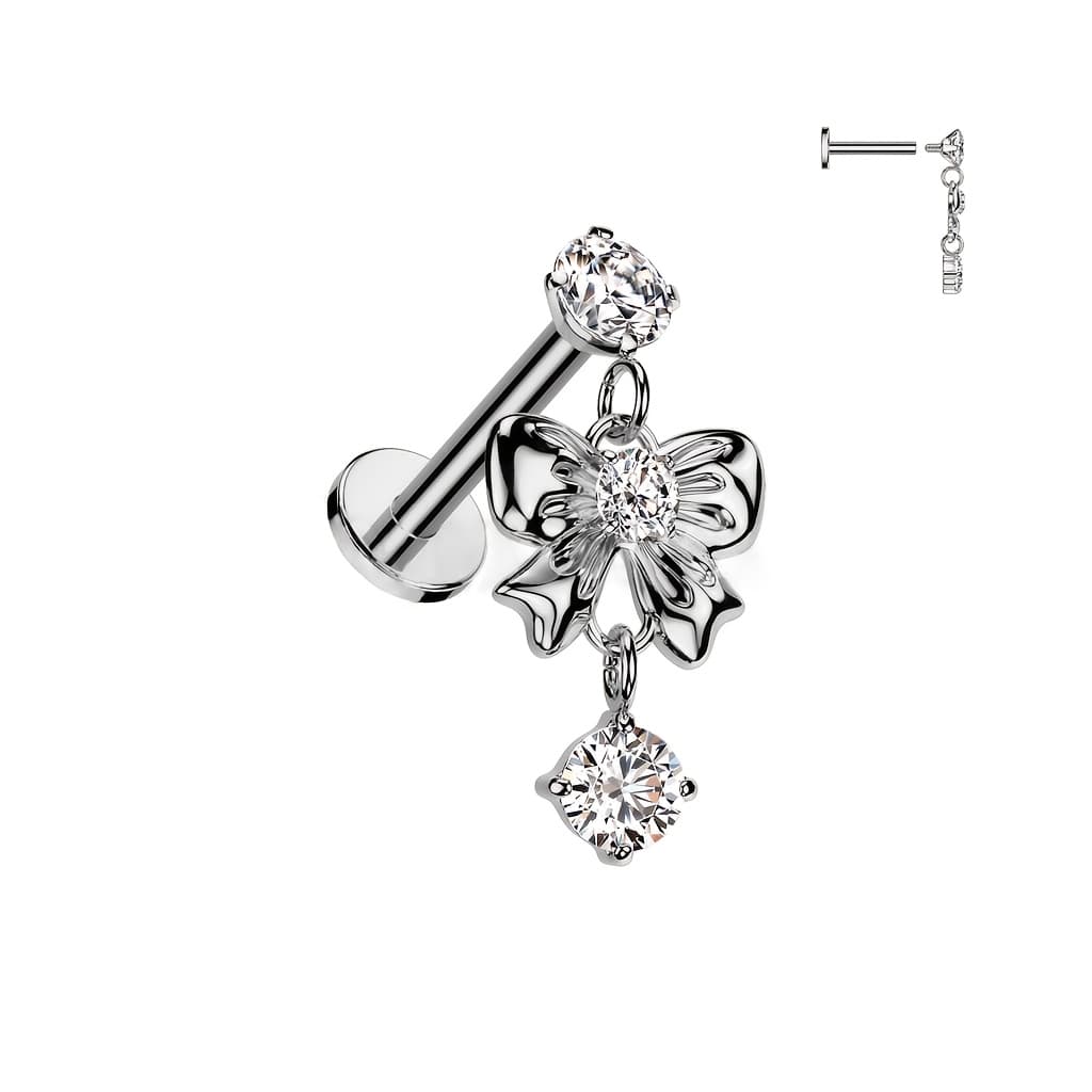 TEMU 1 Pair Cute Bow Pendant Piercing Ear Bone Stud Ear Helix Stud Lip Stud Internal Thread Screw Piercing Ear Jewelry Lip Jewelry Human Piercing Jewelry Dating Gift
