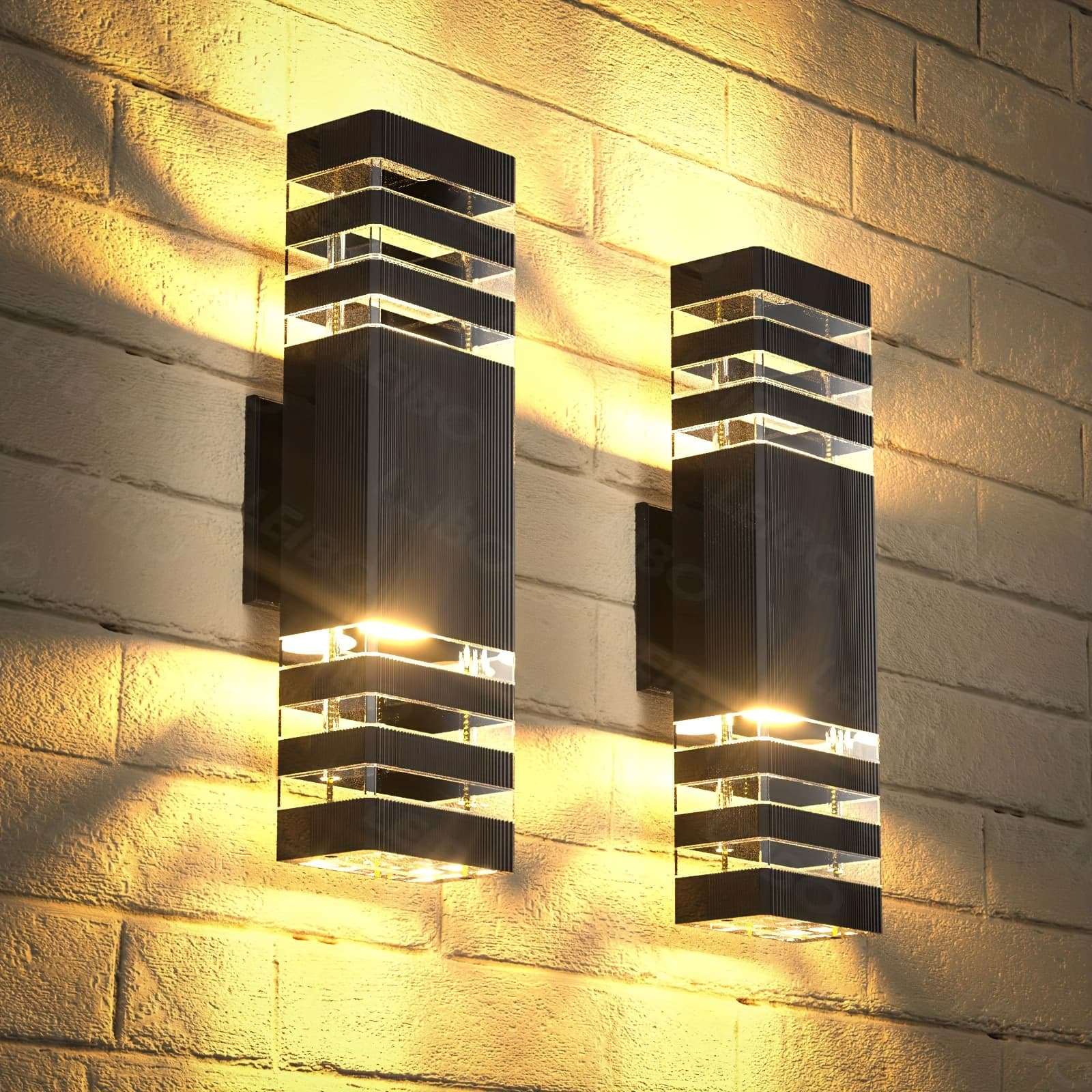 TEMU 1/2pcs And Down Light Outdoor Wall Lamp, 3-layer Home Outdoor Light, Residential Porch Garage Aluminum Outdoor Lighting, Suitable For Houses, Parks, Courtyards, Garages, , Doorways