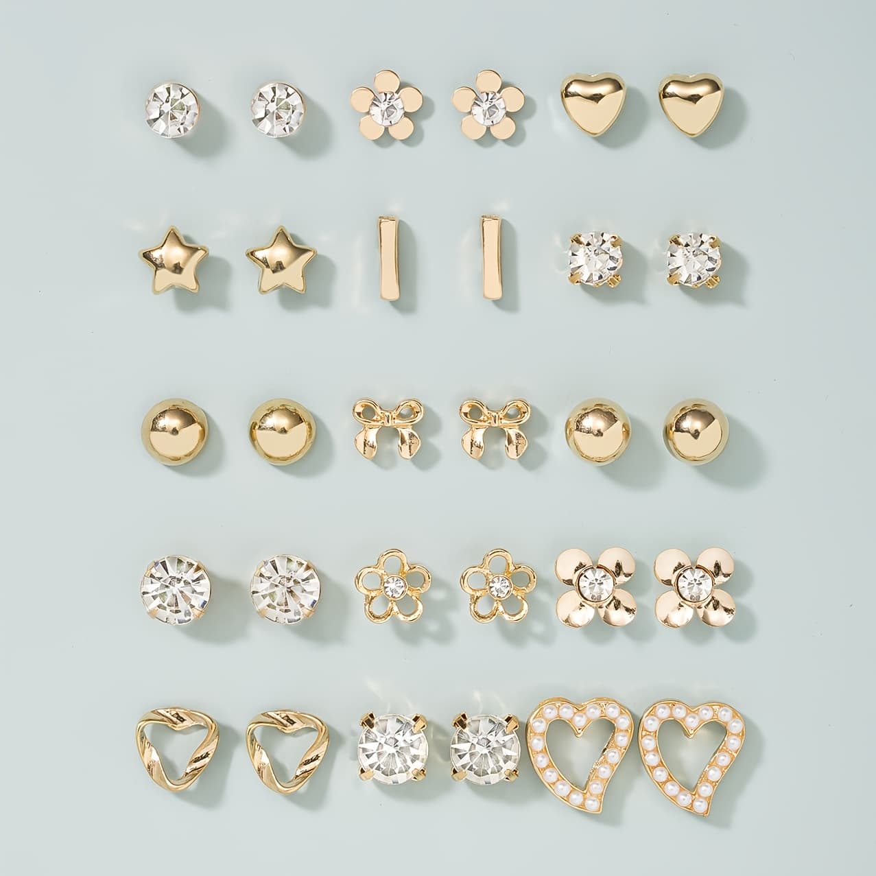 TEMU A Set Of 30pcs Earring Set, Fashionable, Easy, Multi-piece Set, Heart-shaped, Cute , , Knot, Women' Wear Earrings Gift