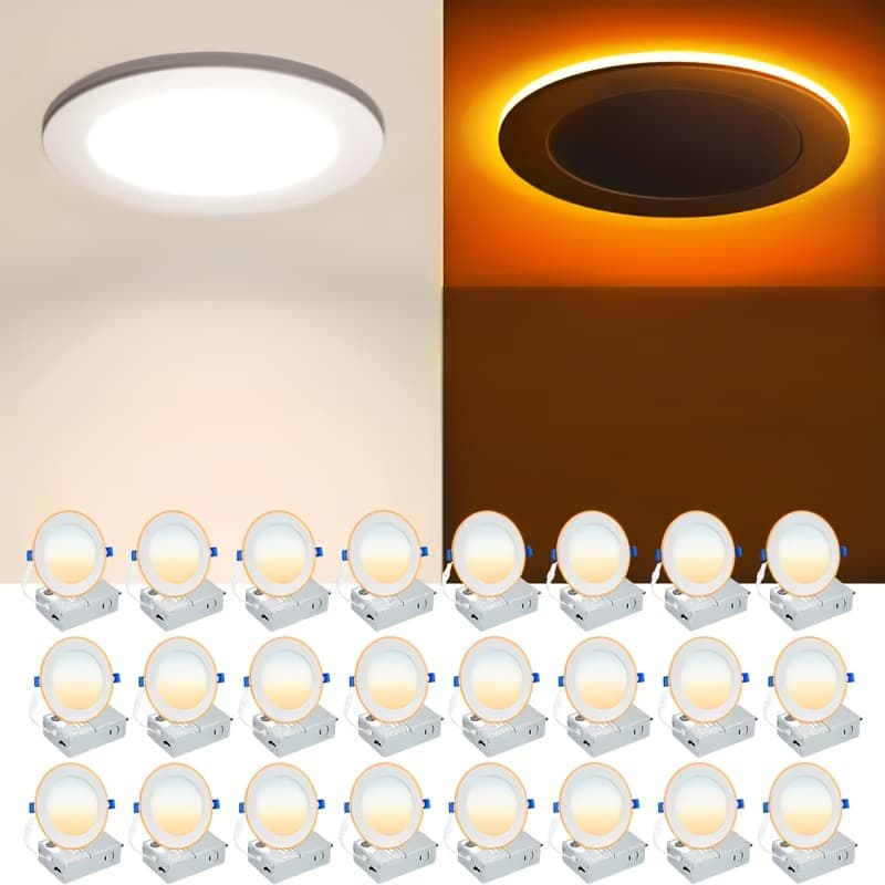 TEMU 6/12/24-pack 6-inch Recessed Night Lights (2200k), 6-inch Canless Led Recessed Lights, 2700k-5000k Optional, 12w=130w, 1050lm Dimmable, Etl Certified