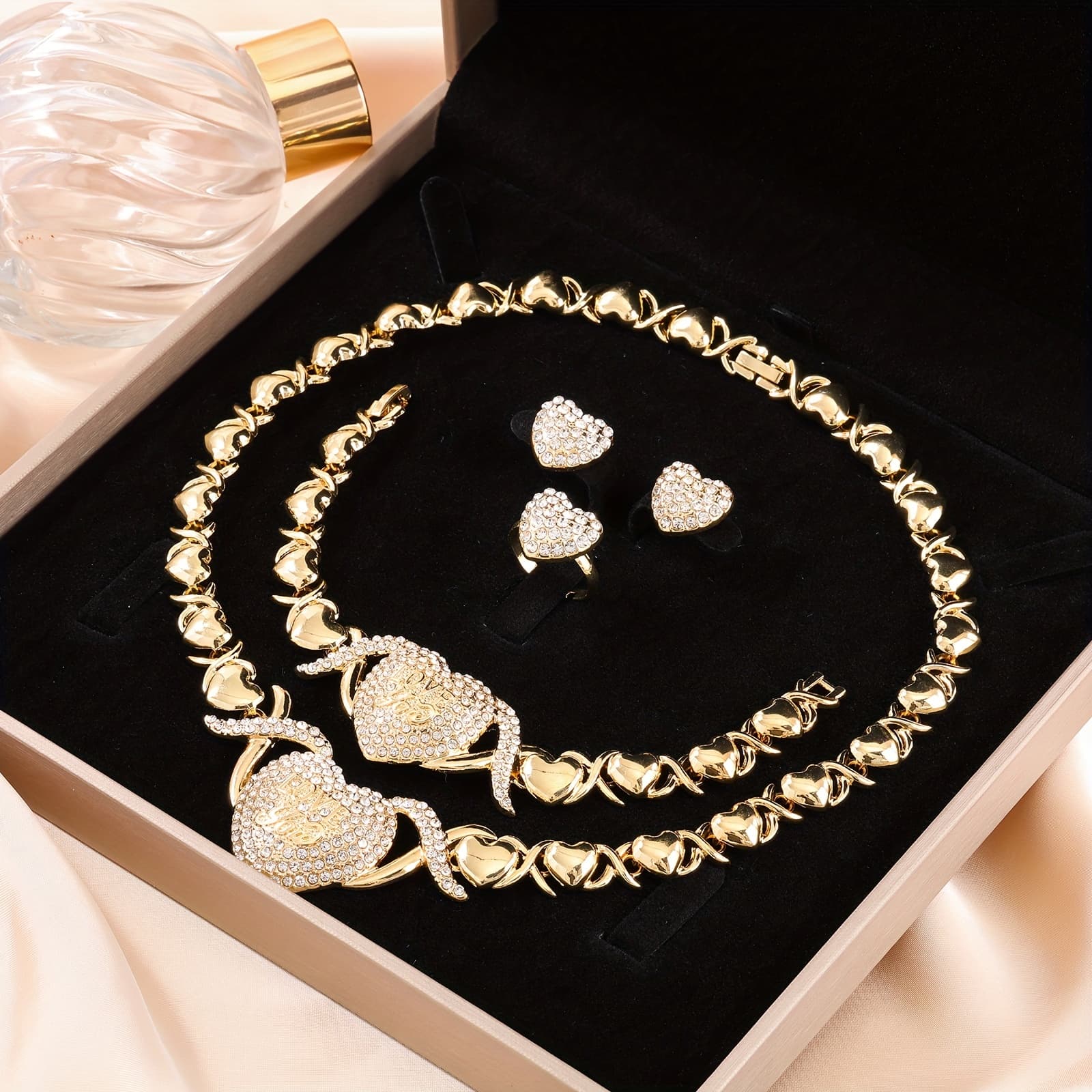 TEMU 5 Additions Set 1 Necklace 1 Bracelet 1 Ring 2 Earrings Trend Commemorative Set