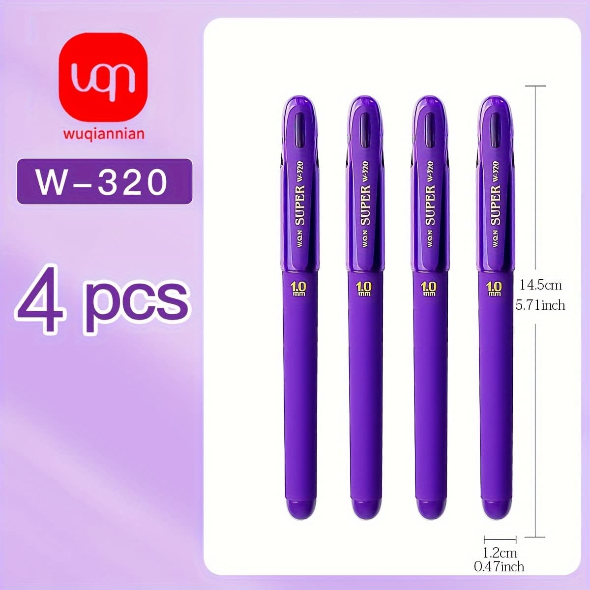 TEMU 4pcs/8pcs/12pcs Purple Gel Pen Non-erasable Office Use Smooth Writing 1.0mm For Student School Supplies Large Capacity Refillable Refills Hard Pen Calligraphy Pen Back-to-