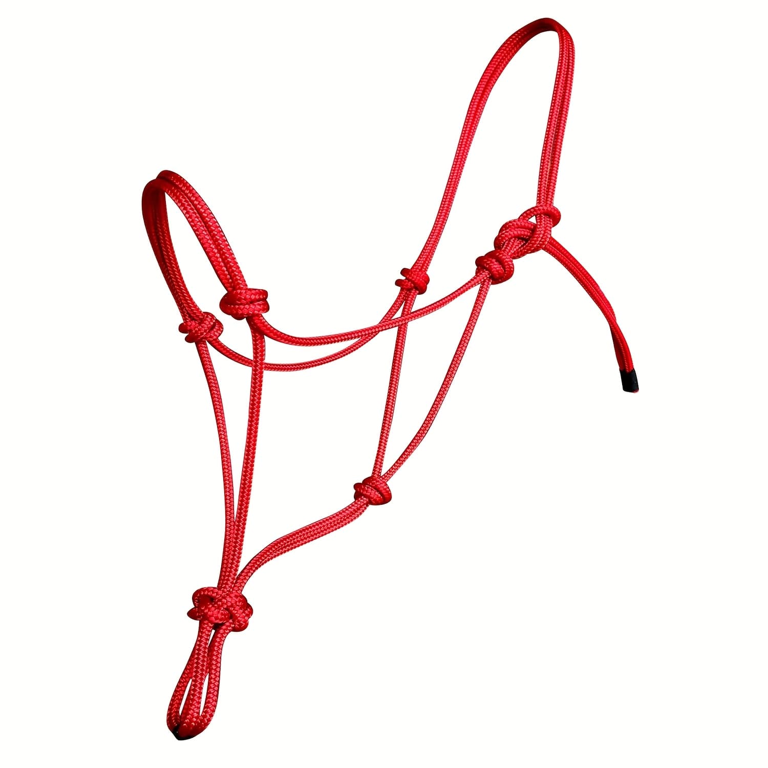 TEMU Rope Halter For Horses - Super Sturdy Training Halter With 2 Knot 0.3inch Stiff Cord - Size Standard - Red Black Christmas Gift