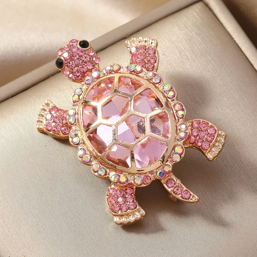 TEMU Pink Cute Shaped Alloy Brooch, Set With Rhinestones, Exquisite And Cute Women's Brooch, Animal Themed Brooch