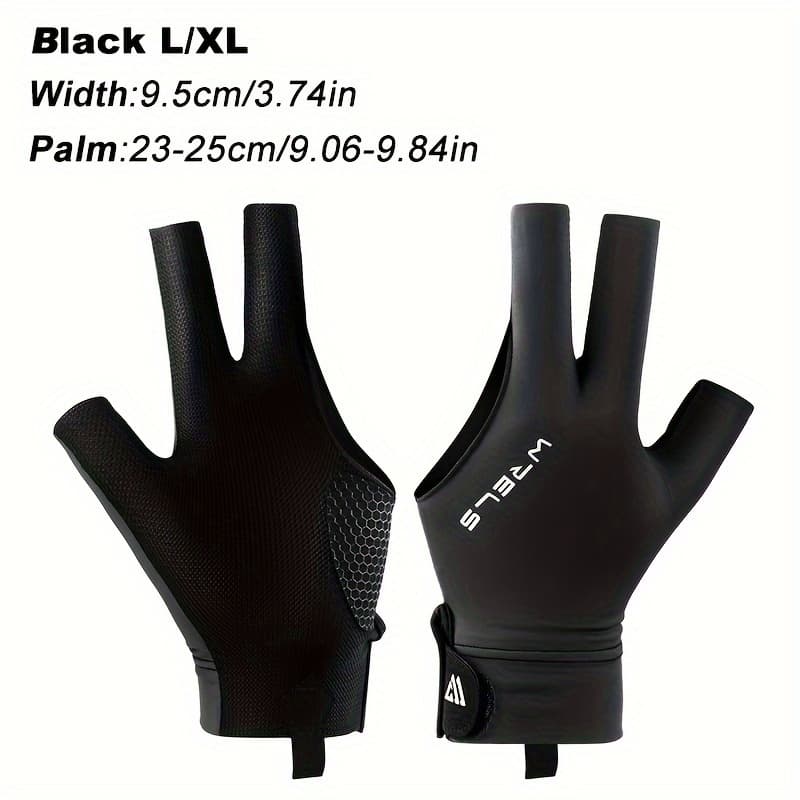 TEMU Wrels Left-handed Billiard Glove - 3 Finger Snooker Gloves With Non-slip Grip, For Training & Competition