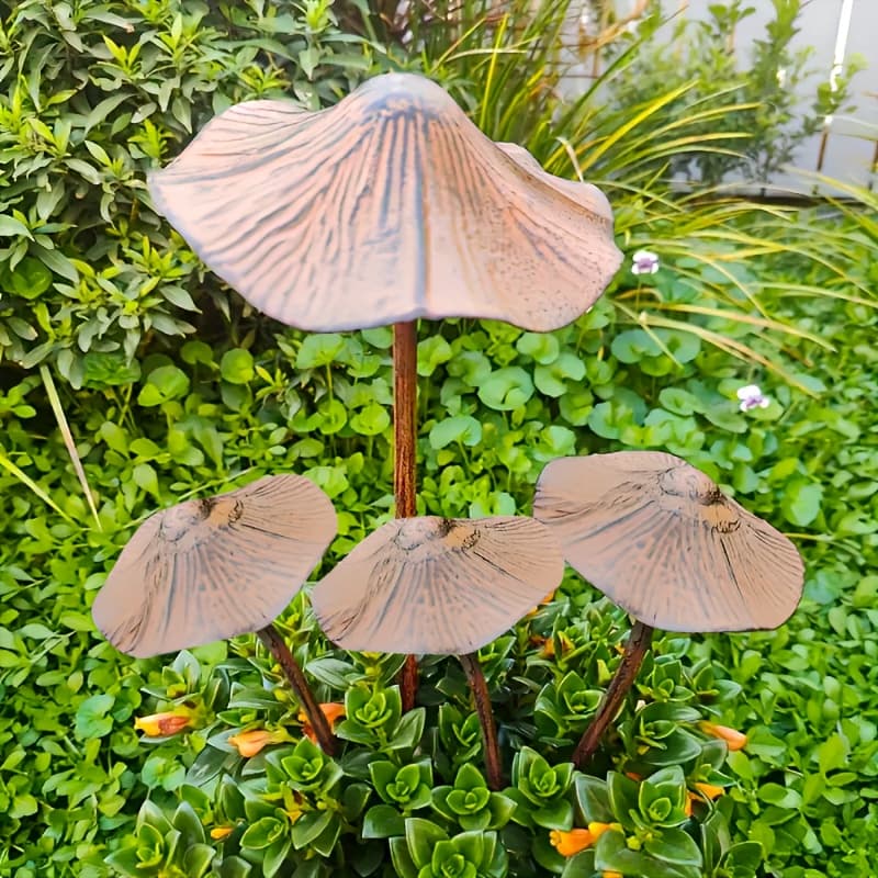 TEMU Vintage Rustic Metal Mushroom Garden Decor Set - 15.75" & 11.42" Outdoor Rusty Mushroom Plaques, Perfect For Farmhouse Style Yards, Lawns, And Gardens, Ideal Gift For Family, , Or Colleagues