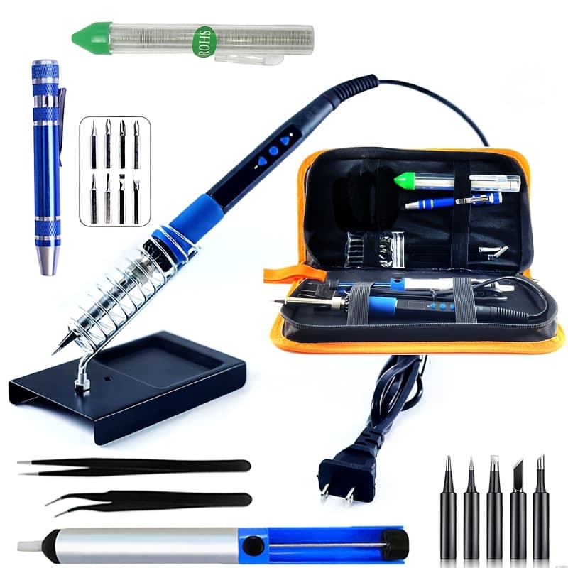 TEMU 908d Series 80w Digital Soldering Iron With Led Display, Portable, Kit, Buttons, Ideal For Household Repair