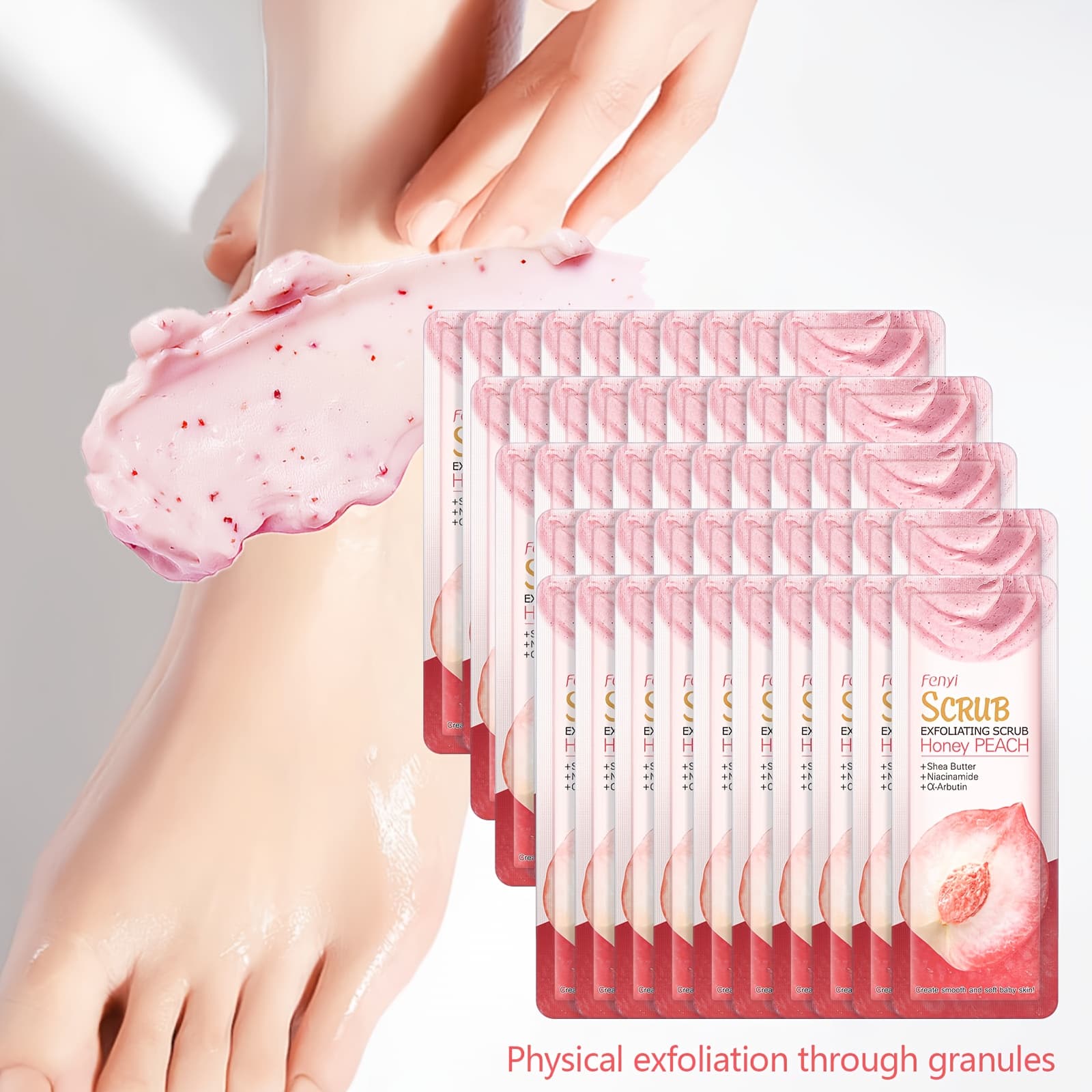 TEMU X50pcs Peach Scrub For Feet , Moisturizing Smooth And , Portable For Traveling Holiday Gift For Mother Father Best Friend Christmas Day