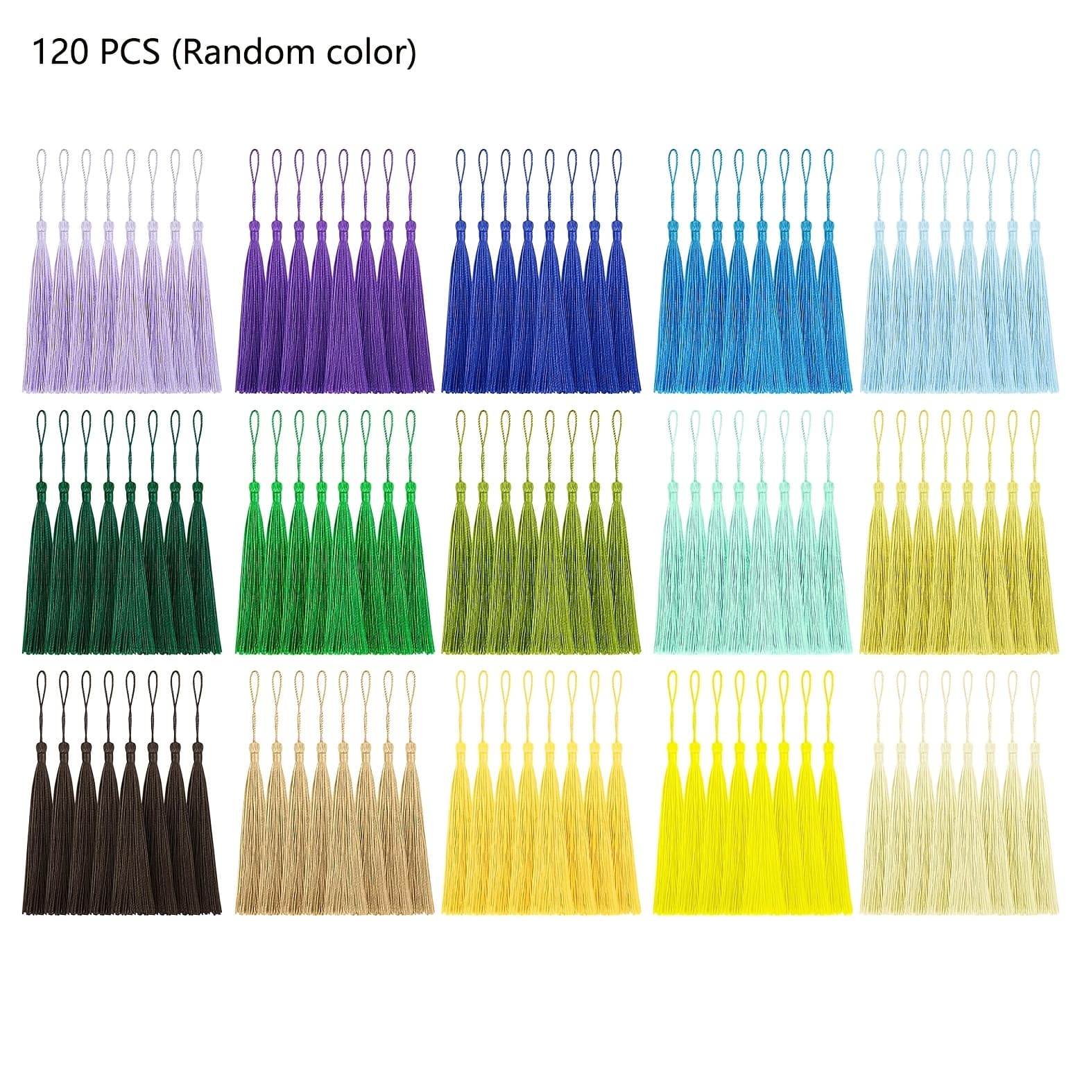 TEMU 120pcs Bulk Bookmark Tassels, 5 Inch Soft Silky Tassels With Loops, For Bookmarks, Diy Crafts & Keychain Making, Tassel Set