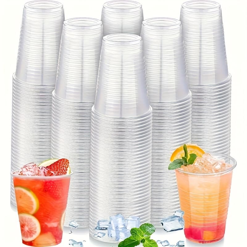 TEMU 100pcs Drinking Cups, Pp Material Water Cups, Transparent Plastic 10-ounce Cups, Christmas/new Year
