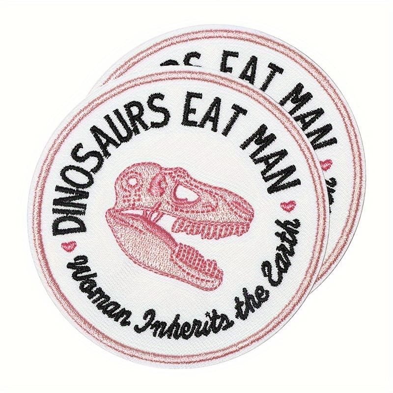 TEMU 2pcs Dinosaurs Eat For Man, Woman Inherits Earth Embroidered Iron-on Patch