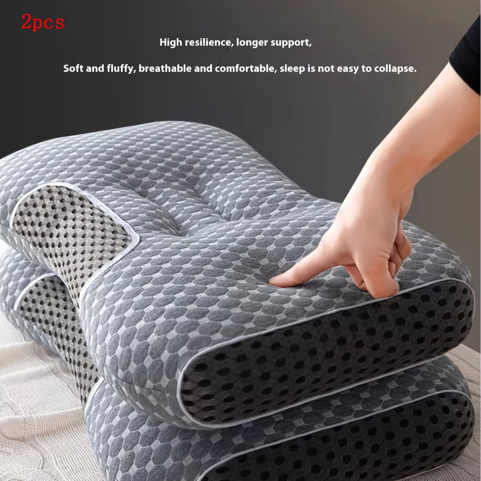 TEMU 2 - Breathable, Ergonomic Neck Support For Sleep Protection Filled With Material For And Support! All Season Application