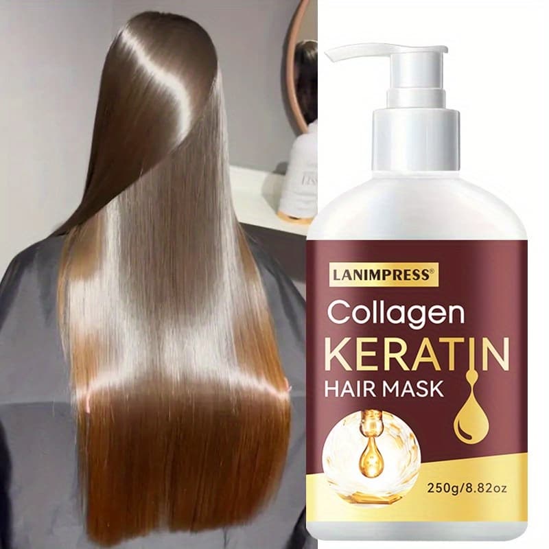 TEMU 8.82oz Collagen Keratin Hair Mask, Dry And Damaged Hair, Enhances - Rich In Moroccan Nut Oil, Deep Moisturizing Smoothness