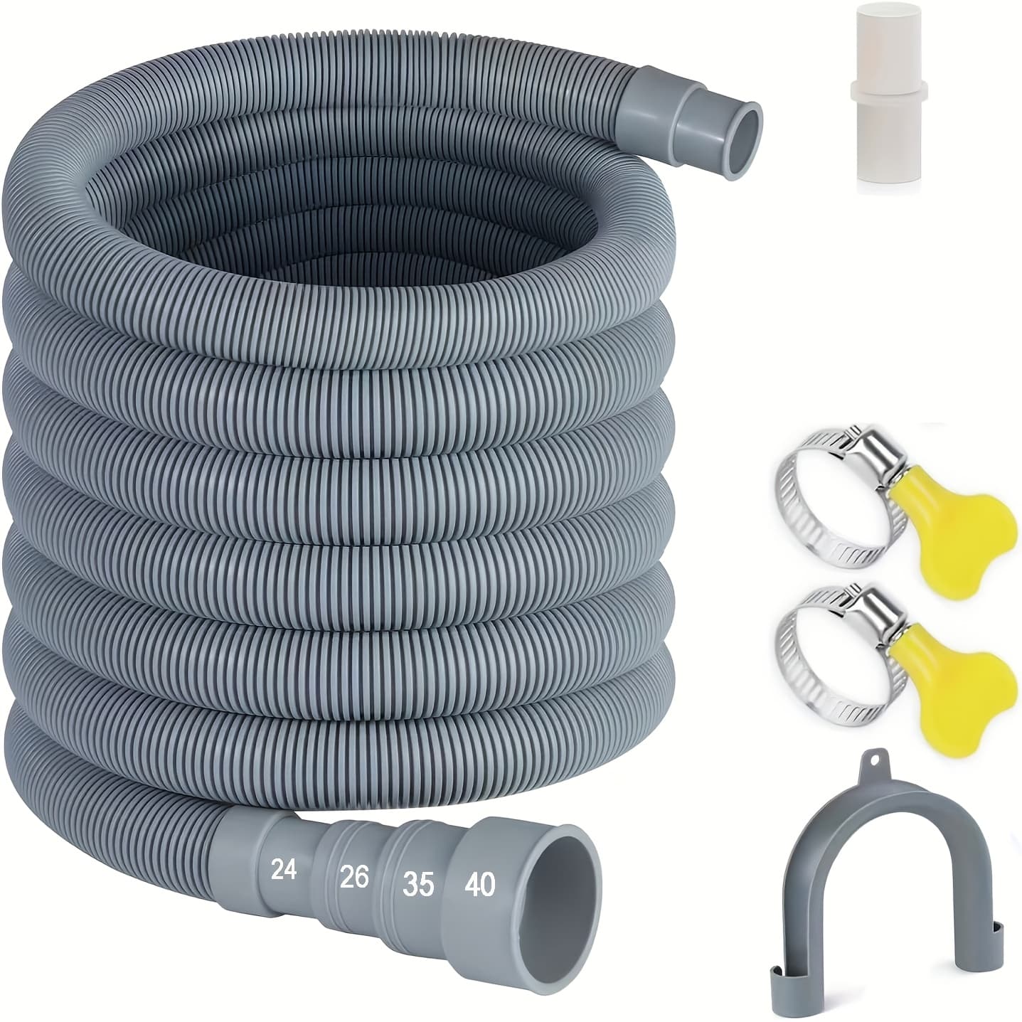 TEMU 13 Feet Washing Machine Drain Hose Universal, Flexible Dishwasher & Washer Drain Hose Extension With 2 Clamps & 1 U-bend Holder
