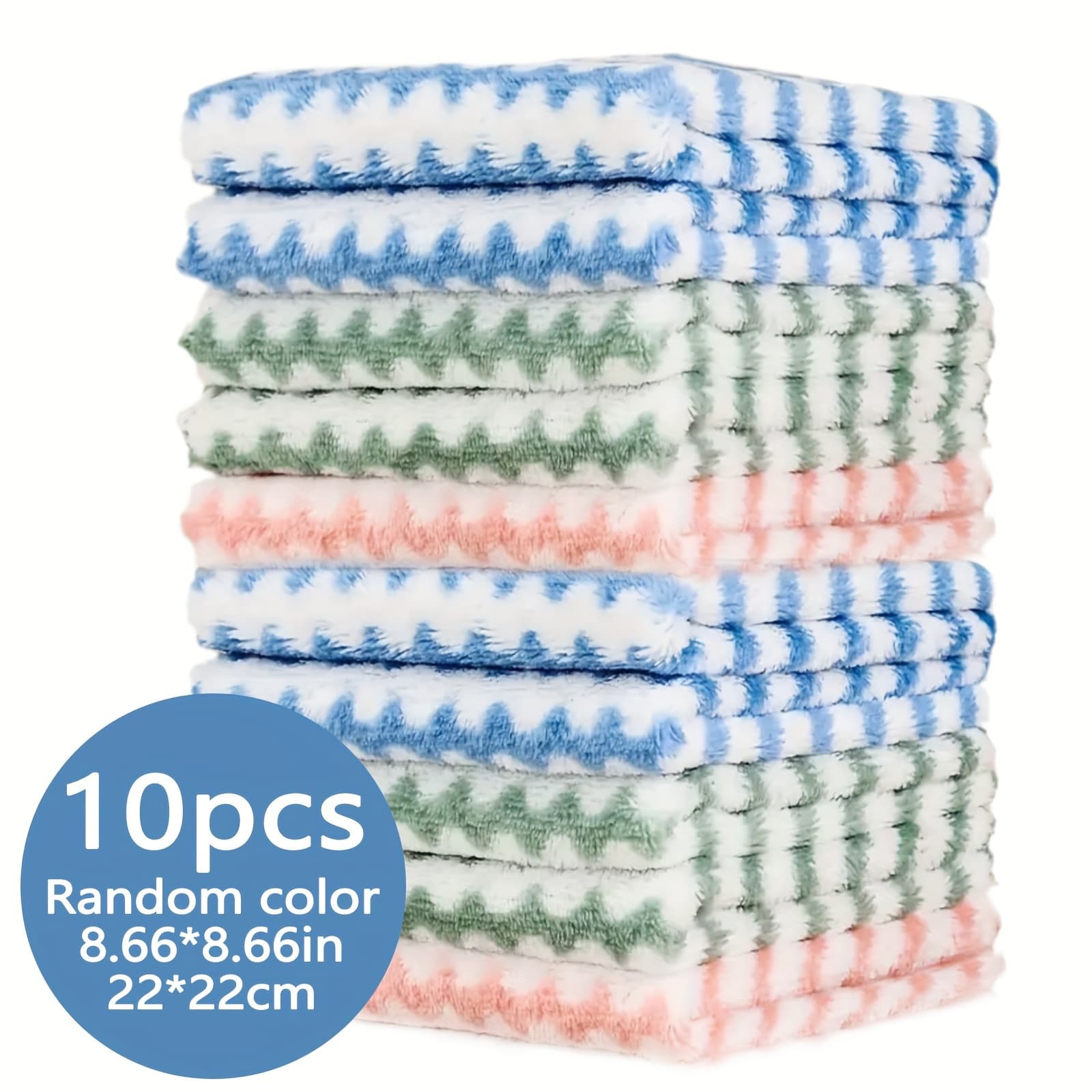 TEMU 5/10 Lace Rags, Household Cleaning Absorbent Thickened Coral Fleece Rags, Lazy Dishcloths Reusable, Machine Washable Kitchen, Bathroom, Car, Windows, Kitchen Supplies, Random Colors