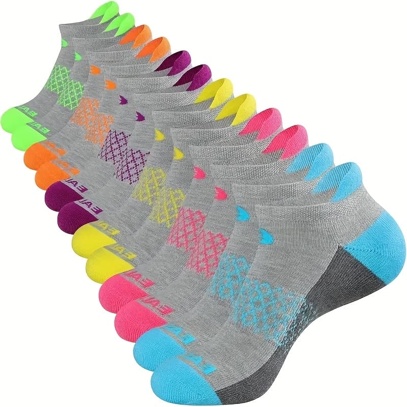 TEMU Ladies' Short Socks 6 Pairs Running Sports Cushion Sole Socks New Women's Socks Summer Running Socks Comfortable And Breathable Socks
