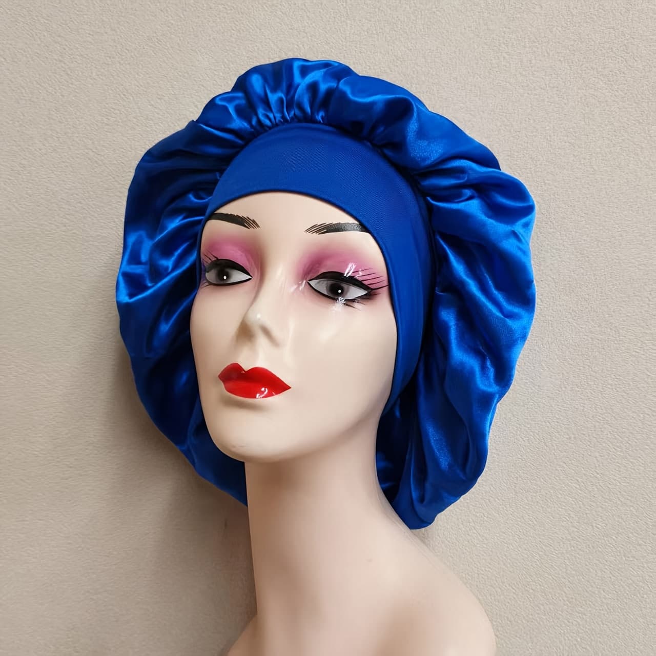 TEMU 1pc Customized Satin Sleeping Bonnet With Wide-brim For Women, Soft For Curly Hair, Perfect Gift Idea For Family, Hair Care Accessory | Customized Headgear |