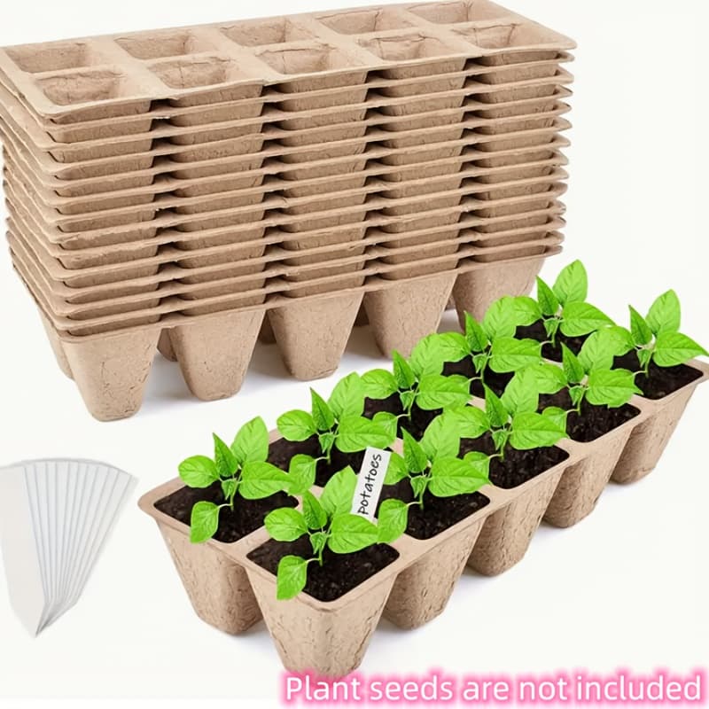 TEMU 100 Paper Peat Flower Pots | Retro Style Seed With 50 Labels, Multiple Components, For Indoor And Outdoor Planting, Tools, Germination Kit