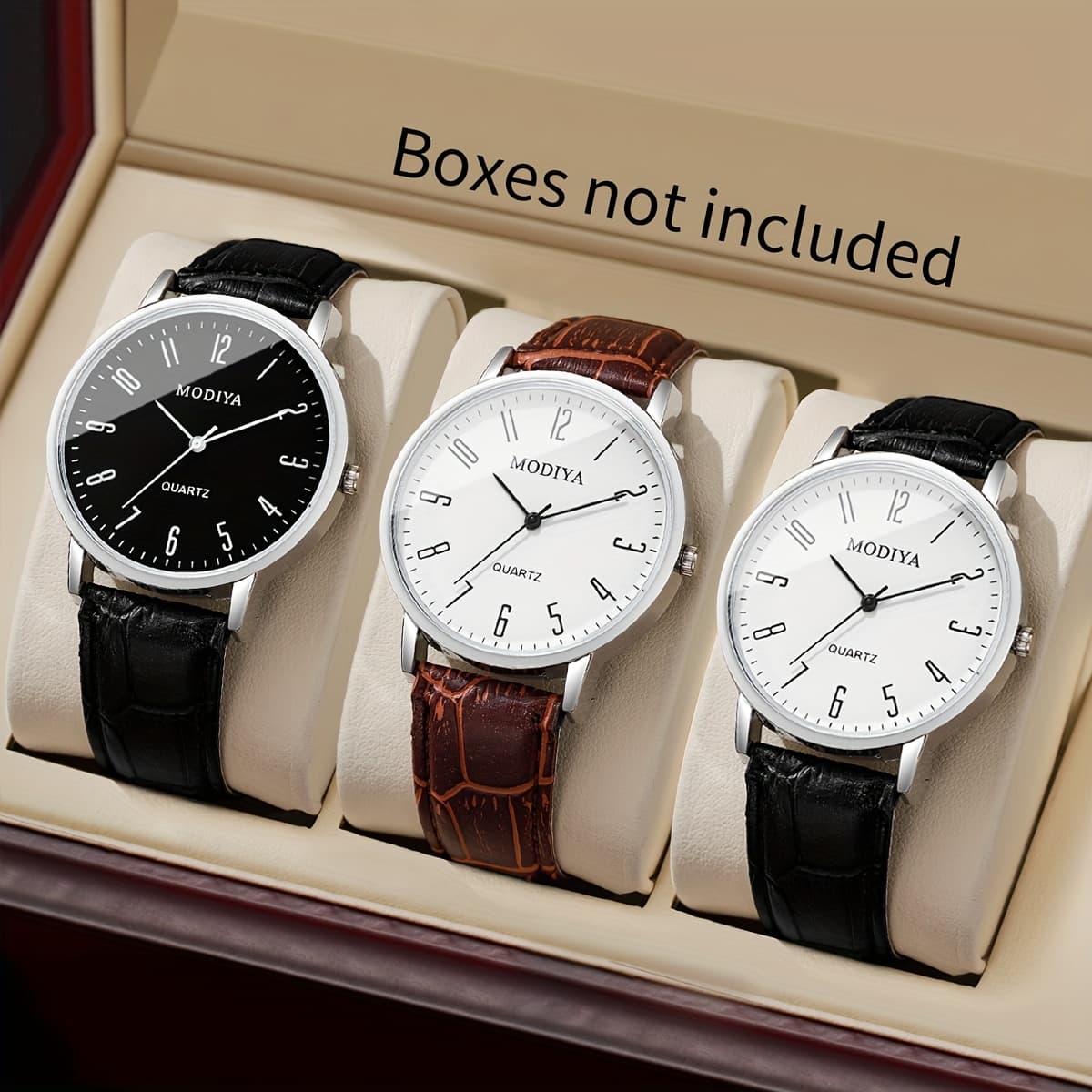 TEMU 3pcs/set Men's Watch Set Classic Scale Dial Fashion Leisure Quartz Watch Combination Set (box Not Included)