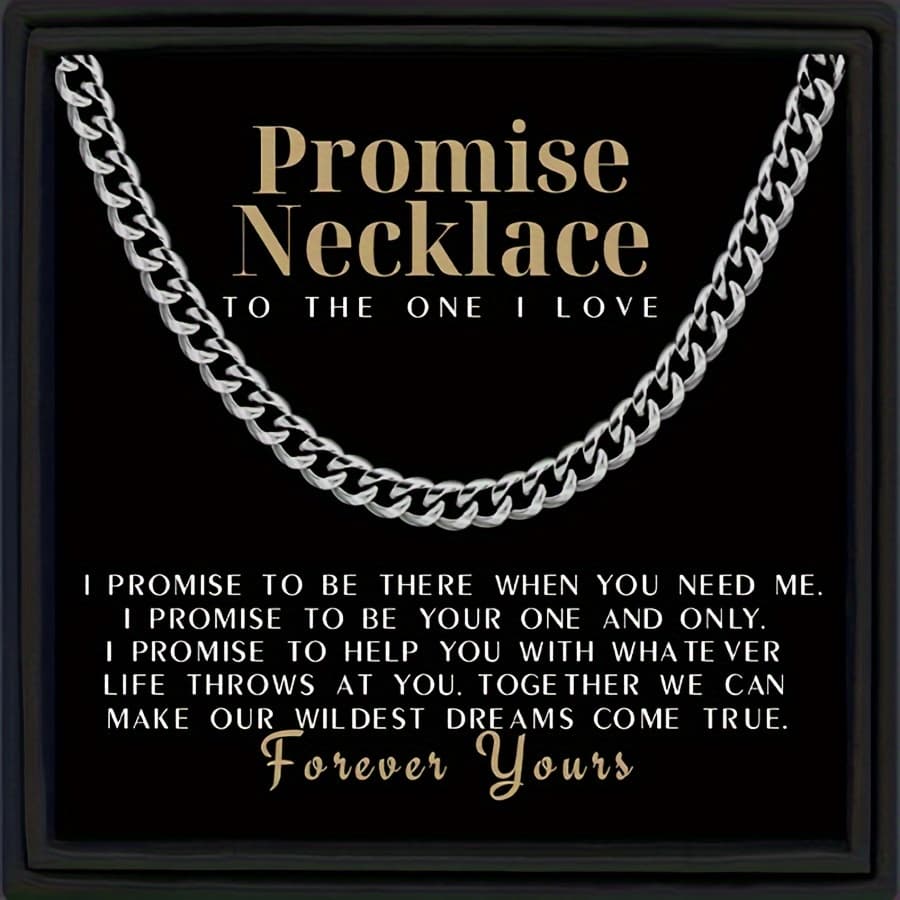 TEMU Stainless Steel Cuban Link Necklace - Jewelry - Ideal Presents For And Husbands On Birthdays, Anniversaries, And Valentine's Day - Includes Gift Box And Card