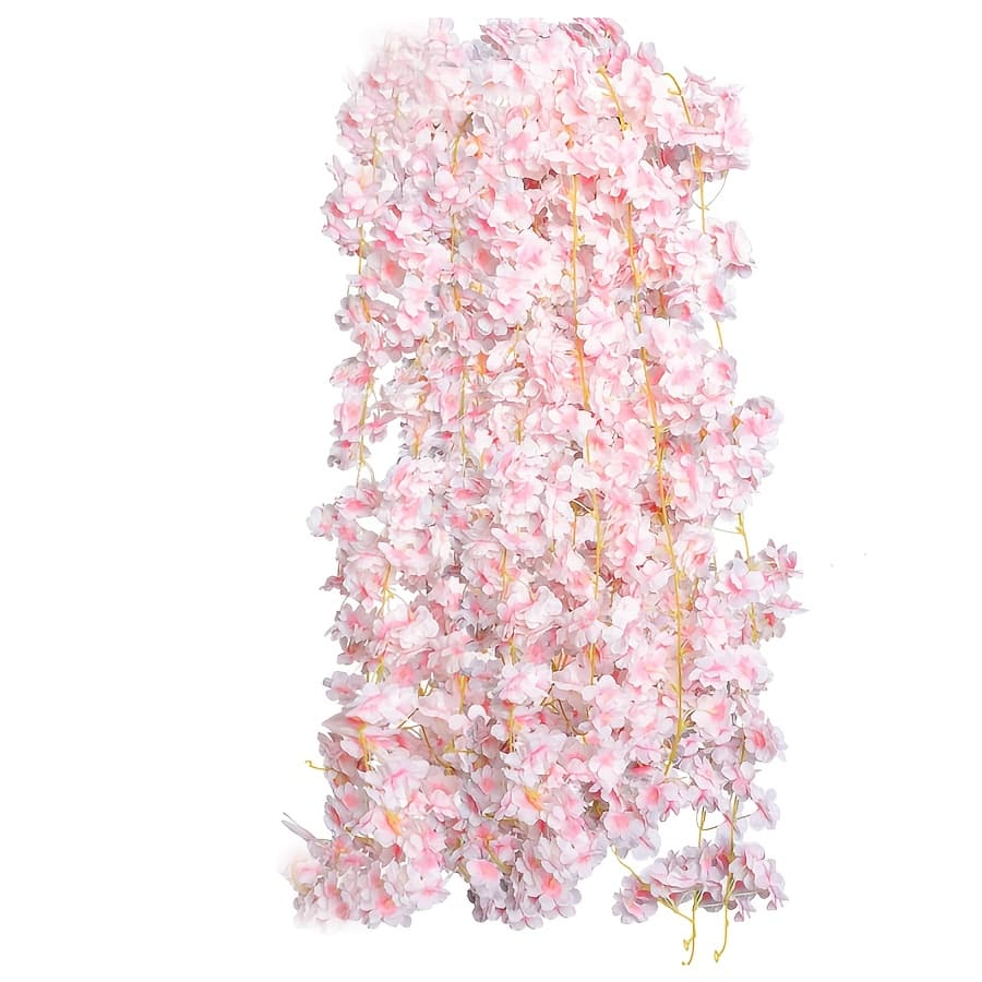 TEMU 6pcs Artificial Cherry Vine Wreath With Flowers - Realistic Hanging Plastic Wreath For Wedding Arch, Spring Party Decor, Cherry Wreath For Home, Office - Valentine'/mother' Day Decoration (no